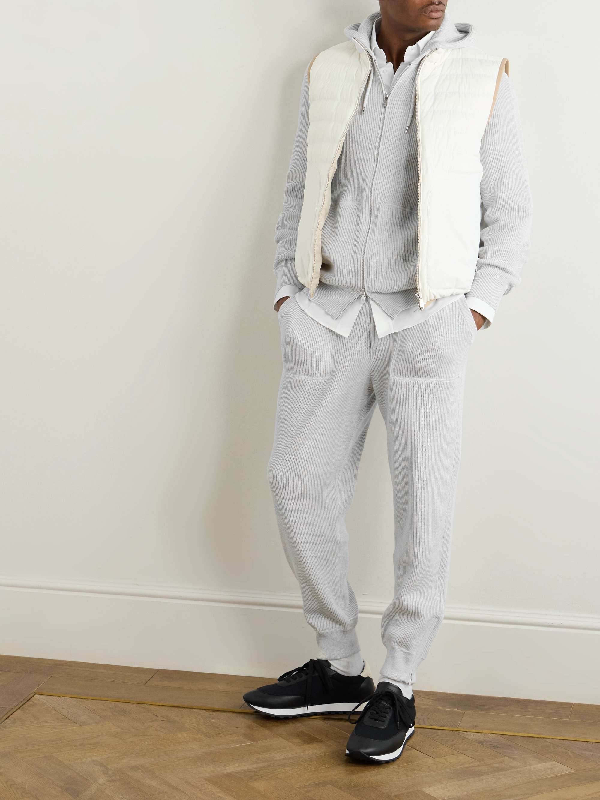 Tapered Ribbed Cotton Sweatpants view