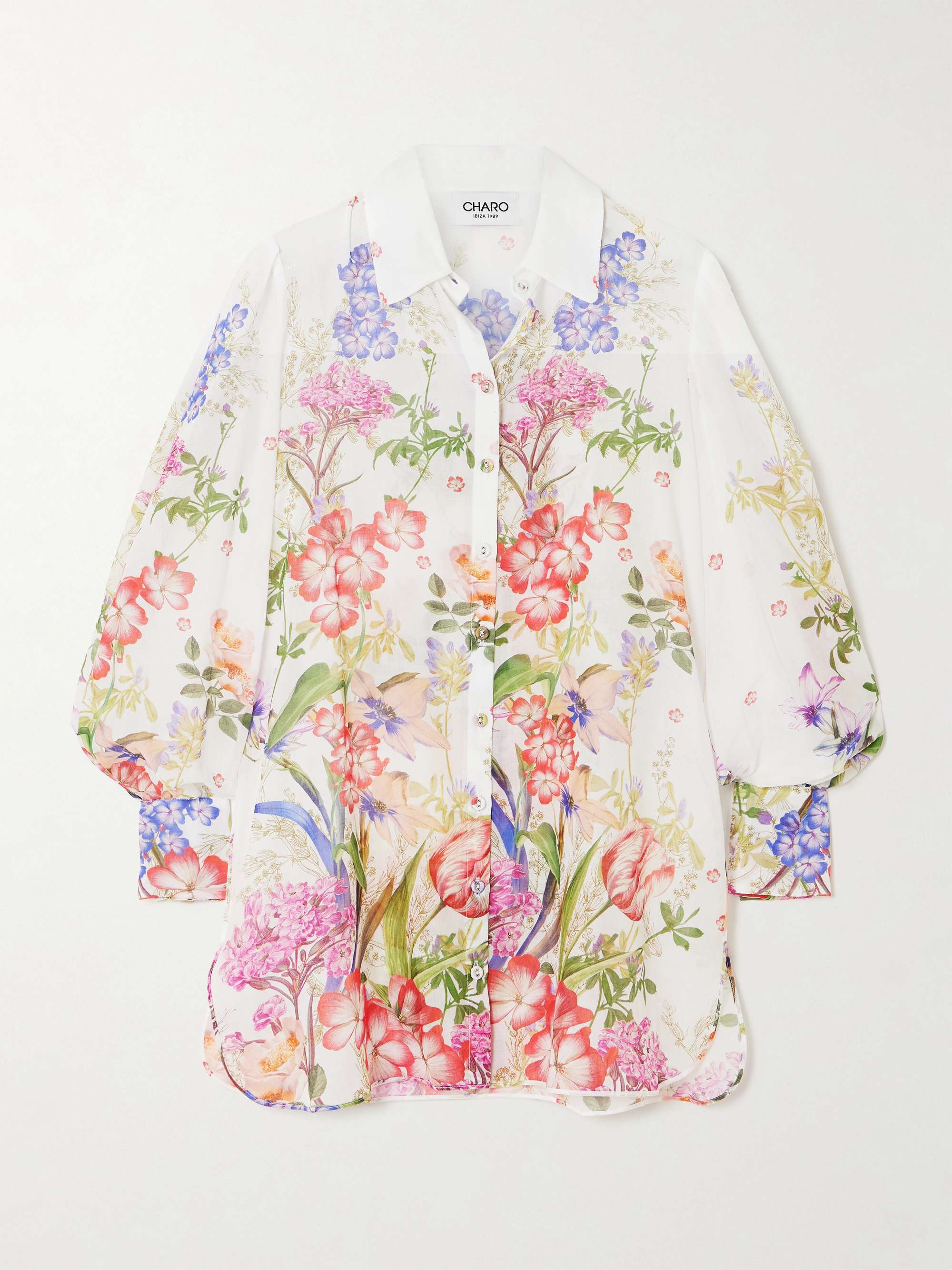 Aster floral-print cotton-blend voile shirt view