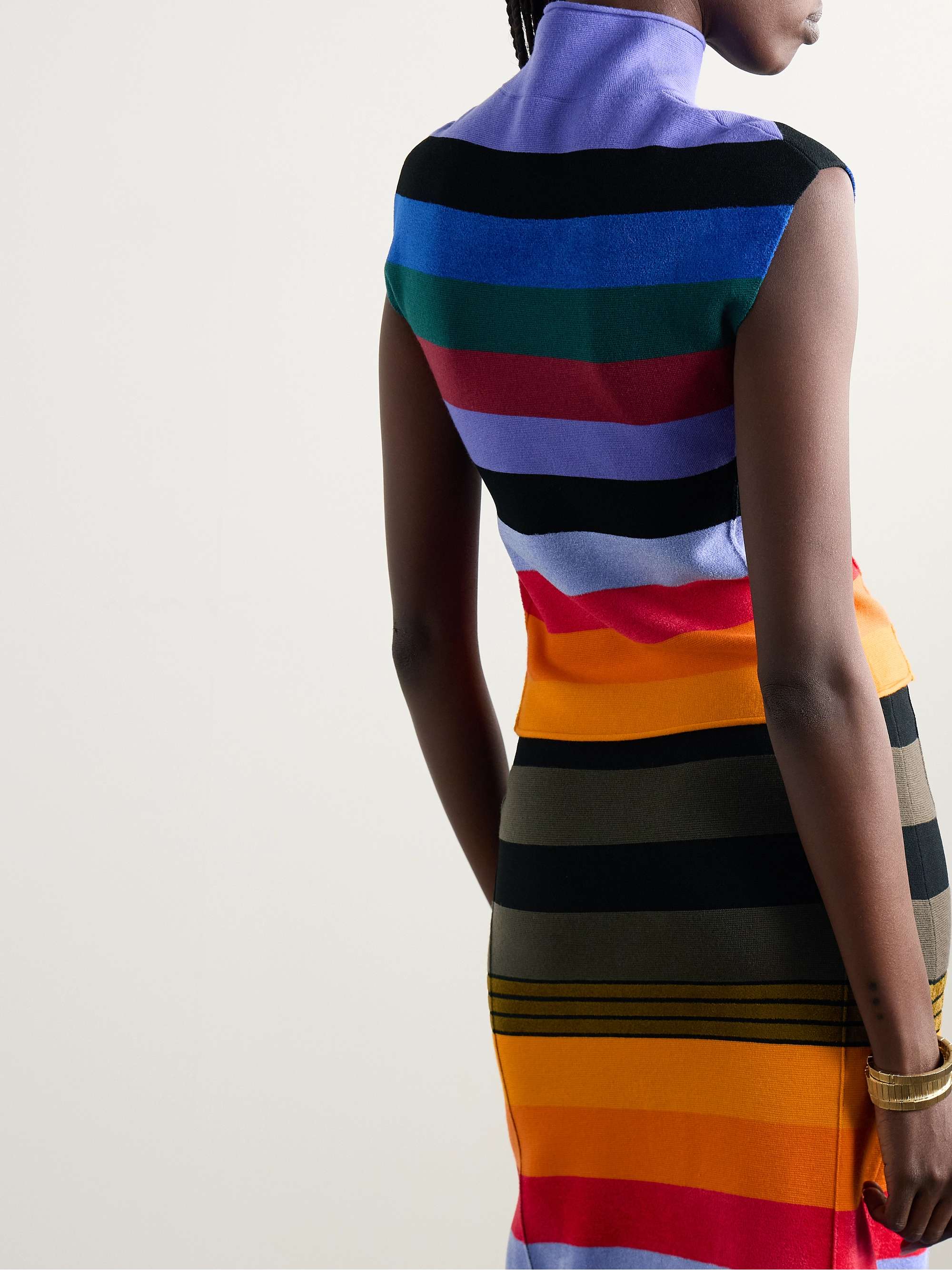 Striped wool-blend turtleneck tank view