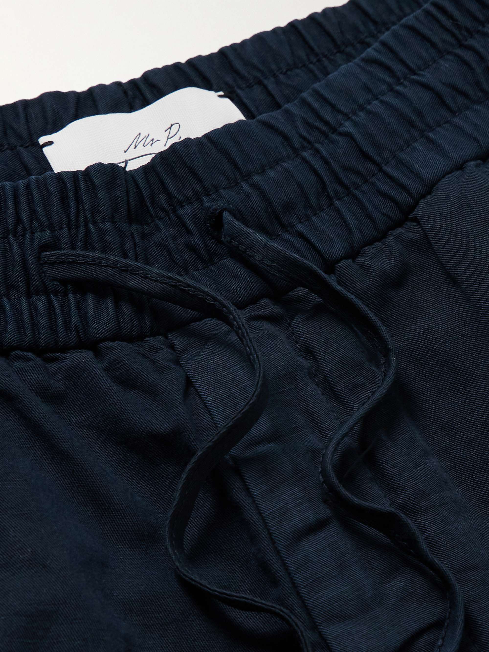 Cotton and Linen-Blend Drawstring Shorts view