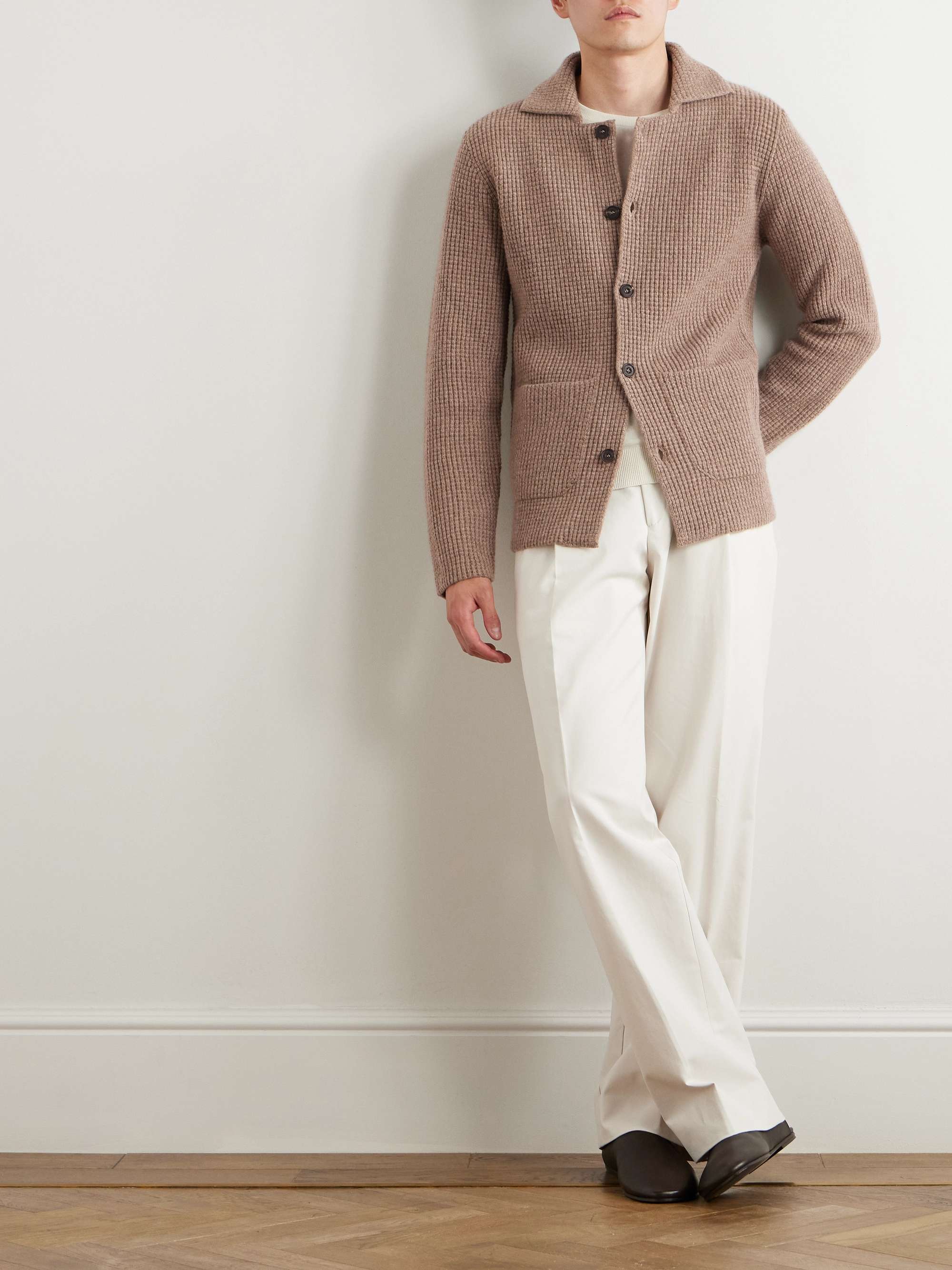 Waffle-Knit Cashmere Cardigan view