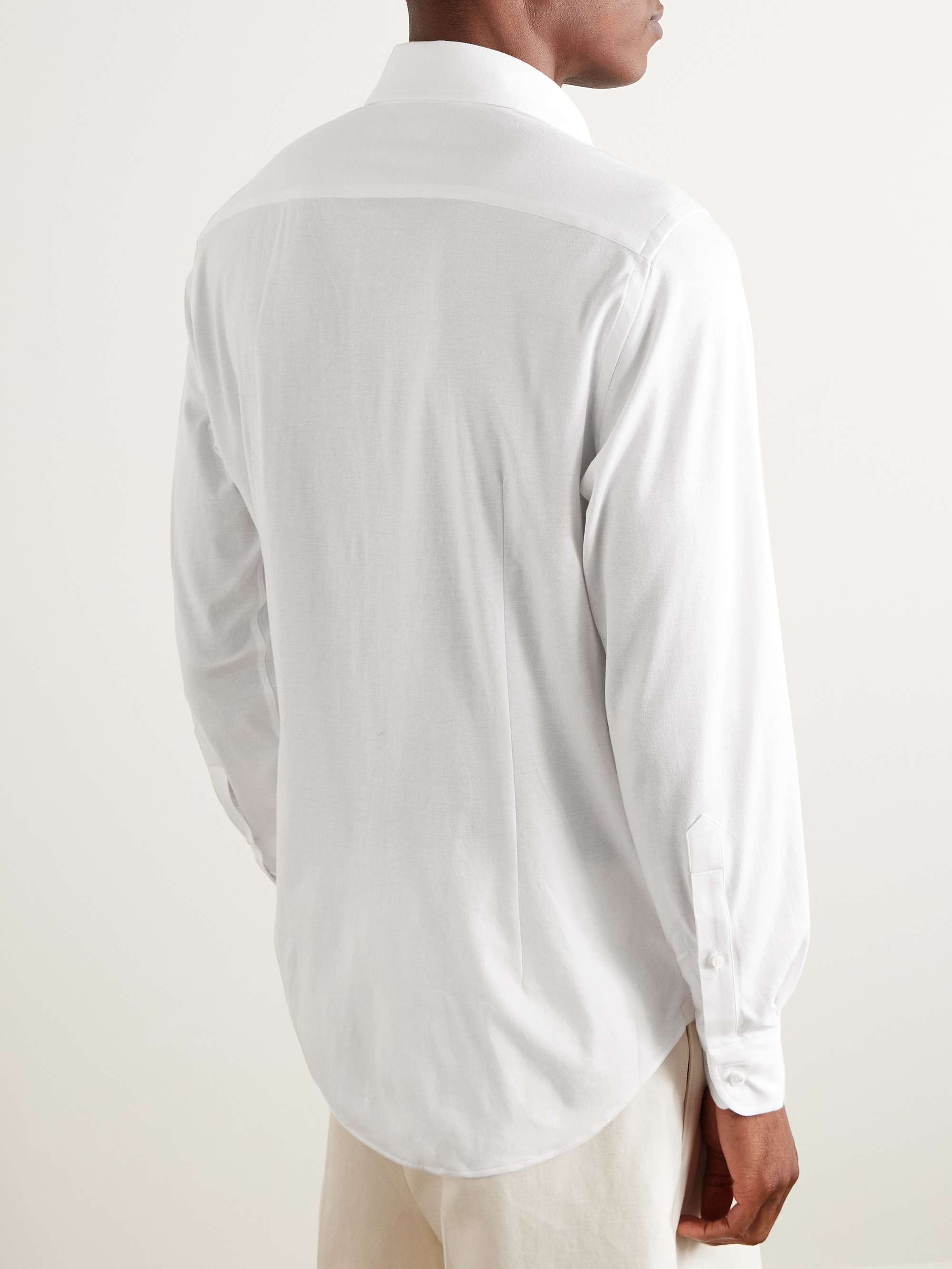 Andrew Cutaway-Collar Cotton-Jersey Shirt view
