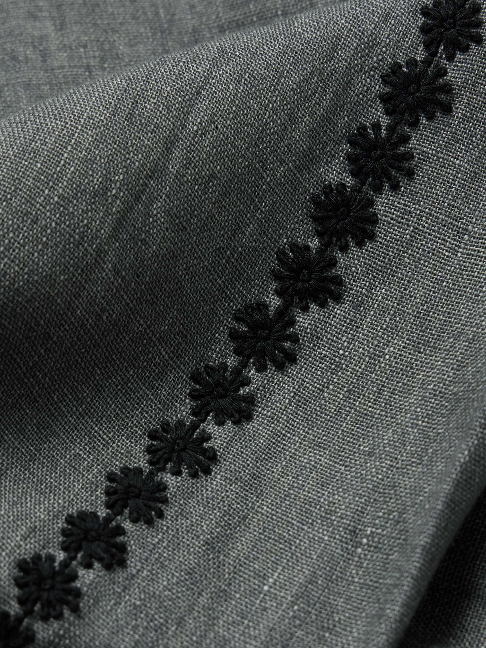 Embroidered Linen Wide-Leg Trousers view