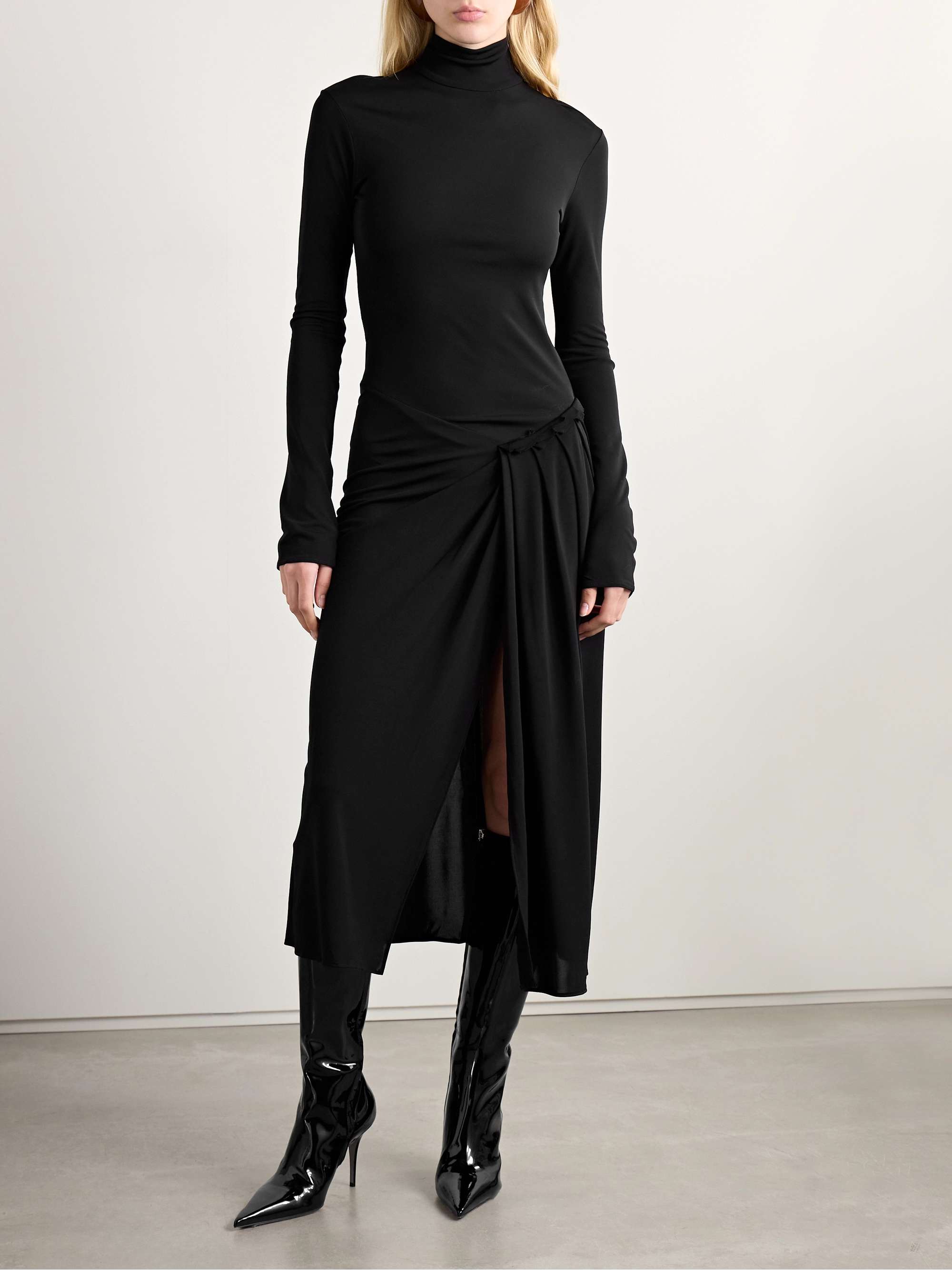 Vento pleated draped jersey midi dress view