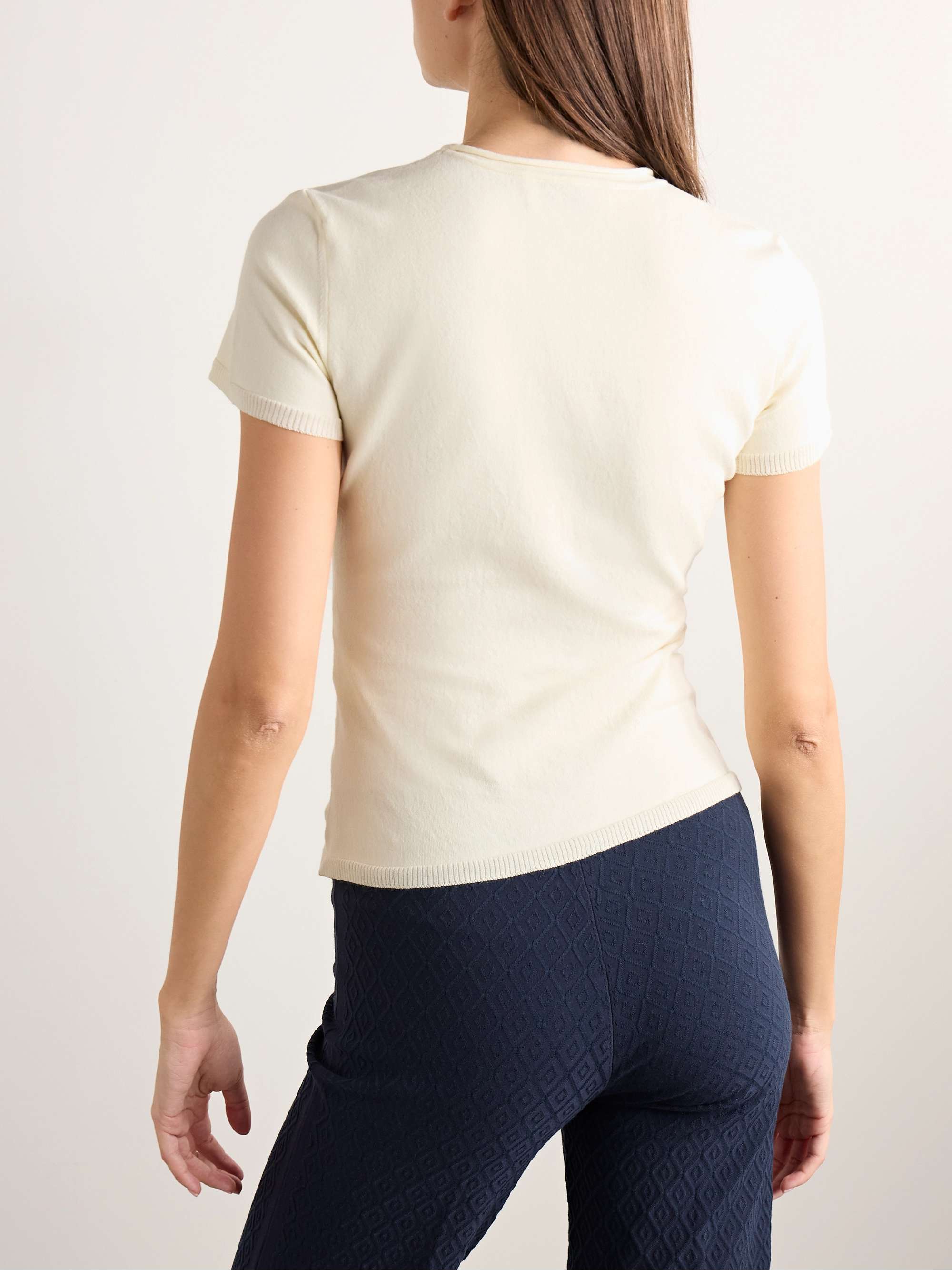 Nat cotton-blend jacquard-knit top view