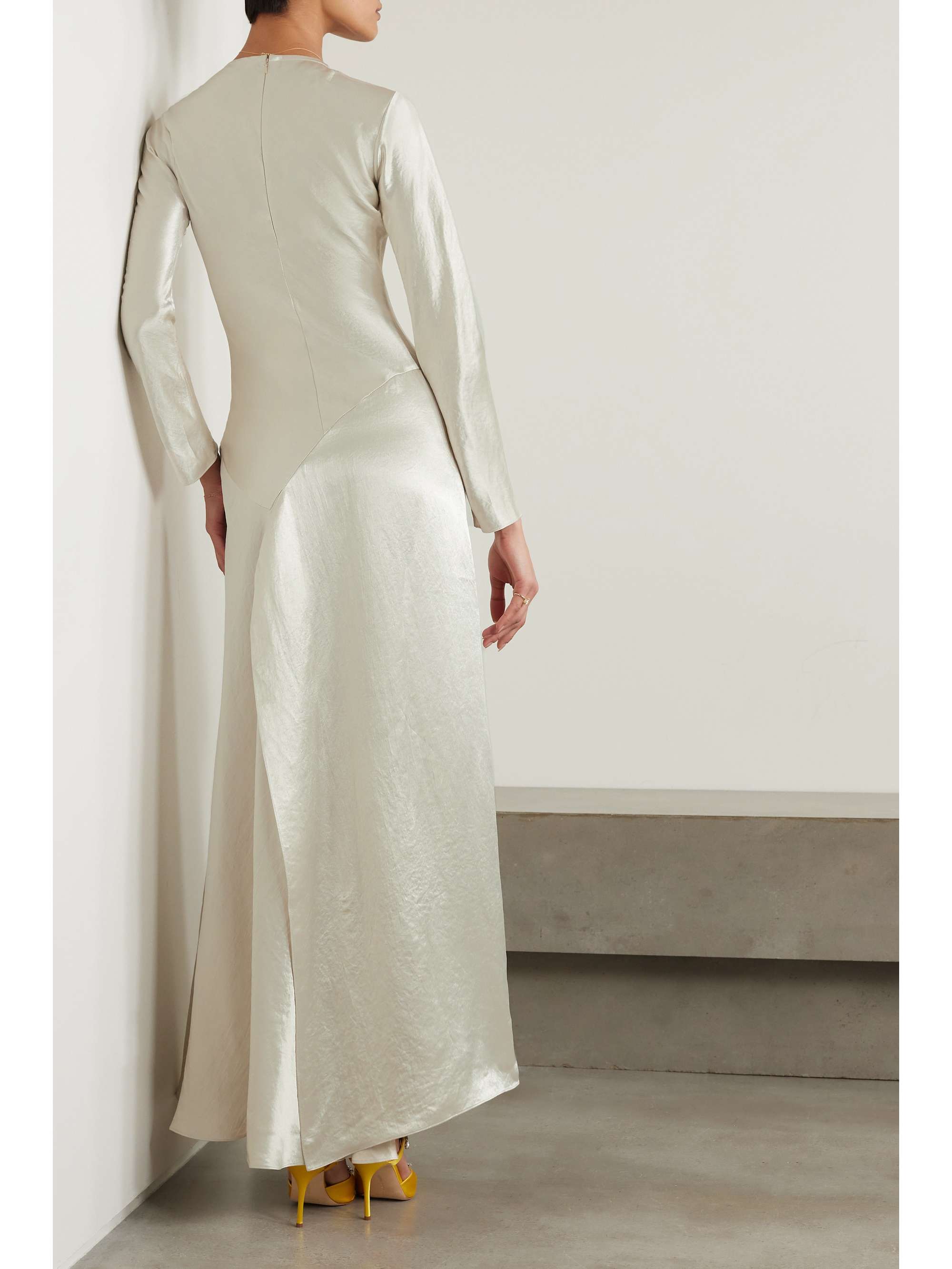 Yara paneled hammered-satin gown view