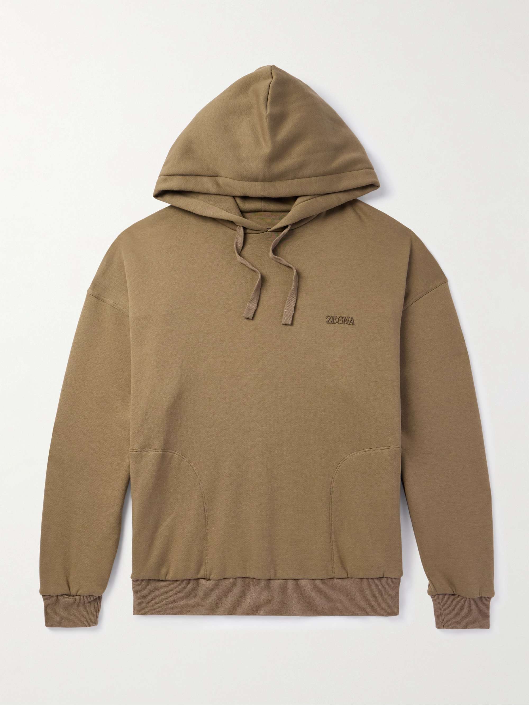 Logo-Embroidered Cotton-Blend Jersey Hoodie view