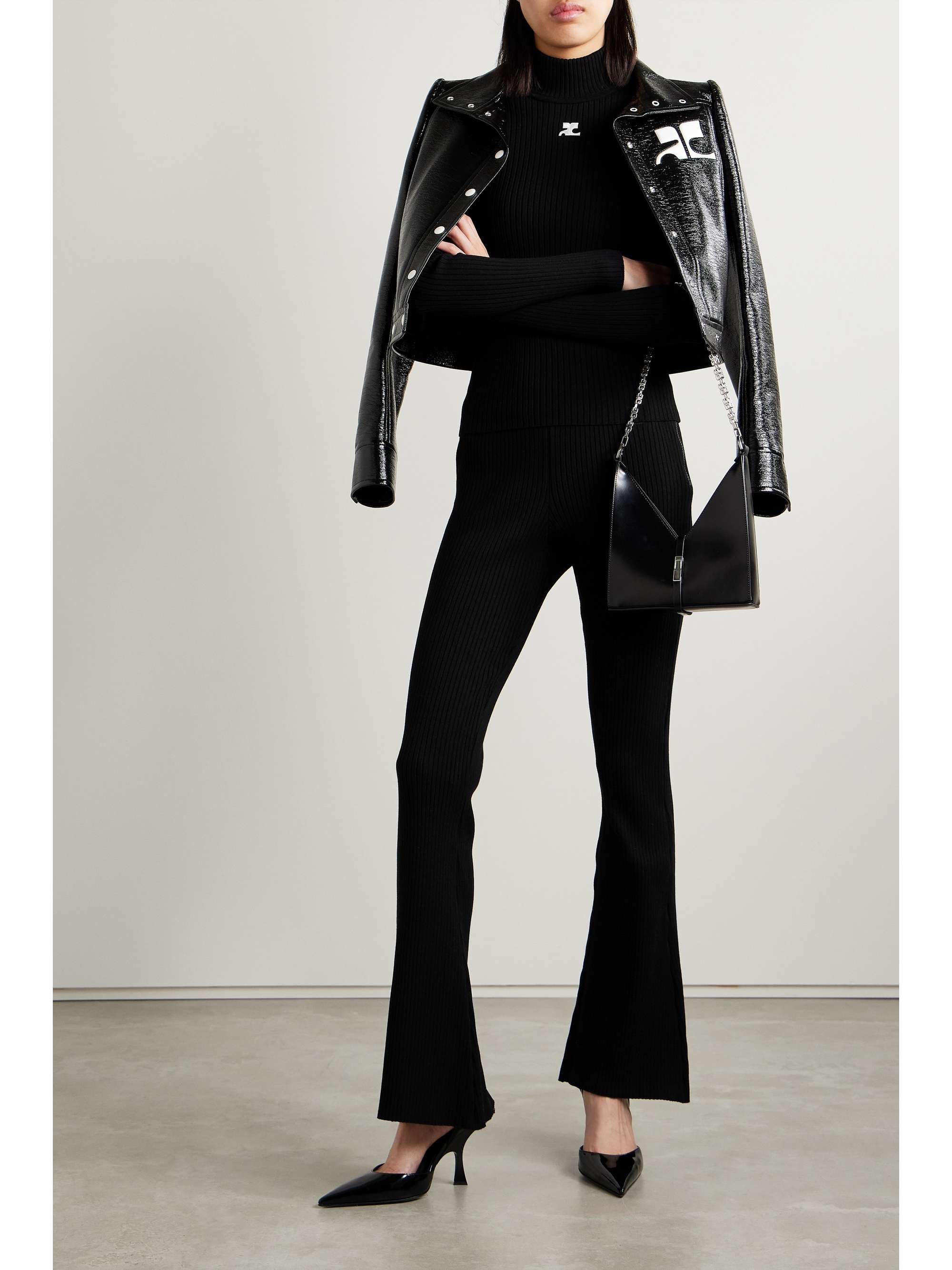 Reedition embroidered ribbed-knit turtleneck sweater view