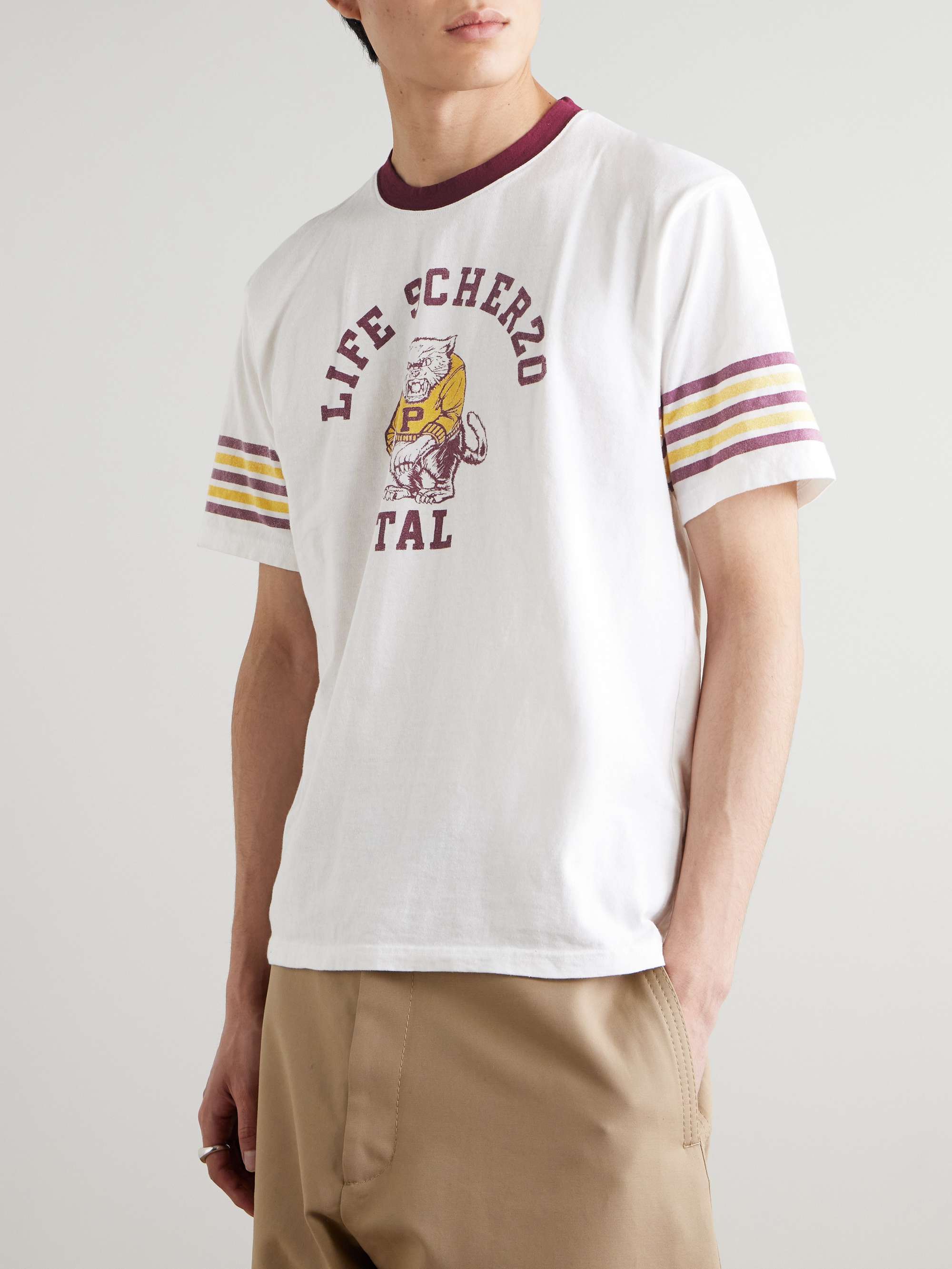Piped Printed Cotton-Jersey T-Shirt view