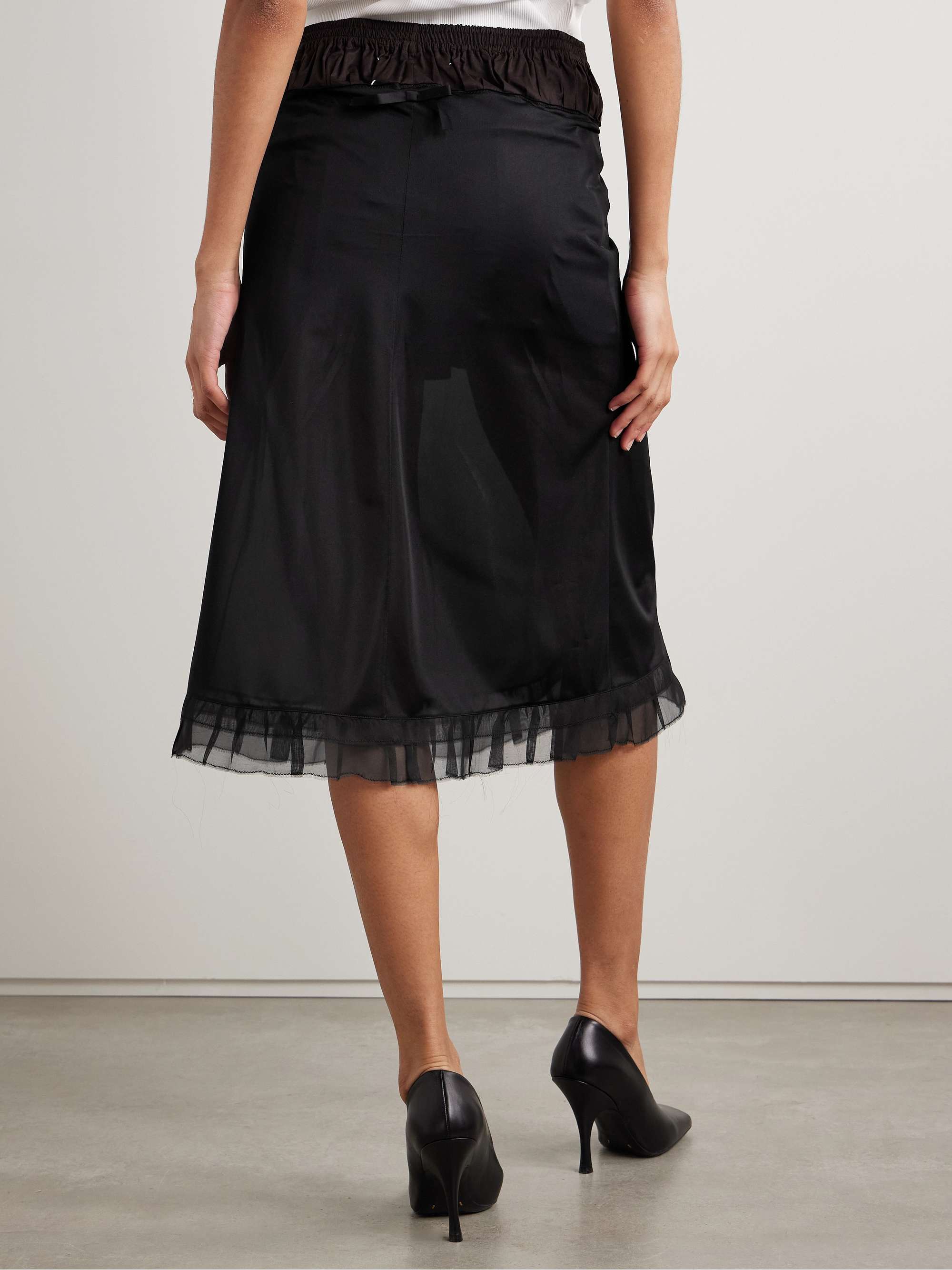 Paneled chiffon and cotton midi skirt view