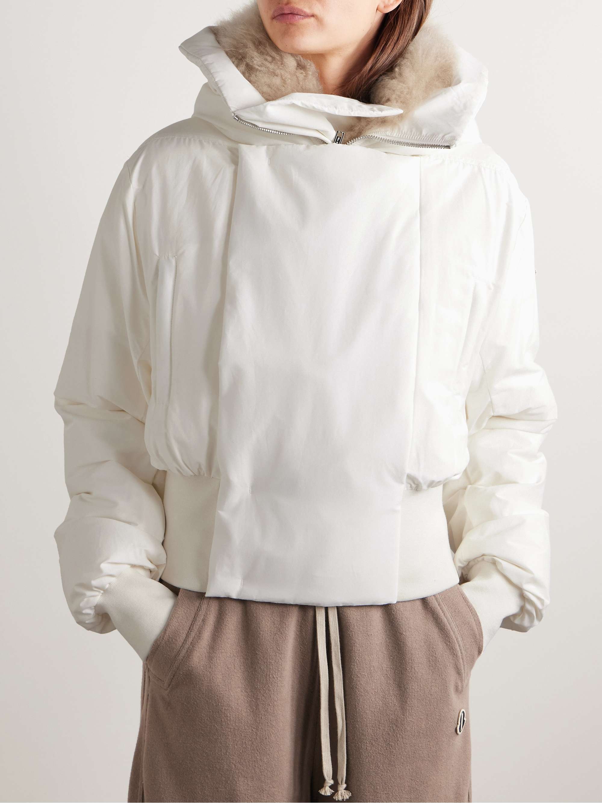 + Moncler Alice hooded shearling-trimmed quilted shell down jacket view