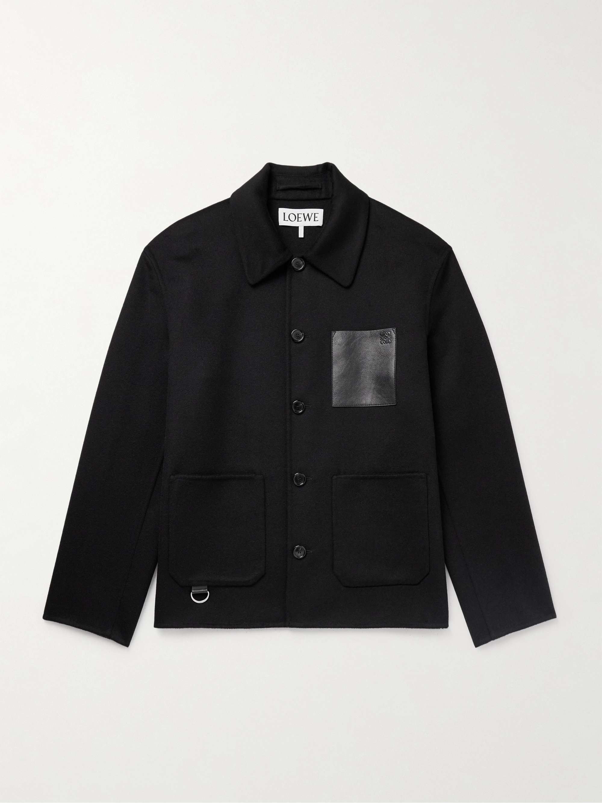 Leather-Trimmed Wool and Cashmere-Blend Overshirt view