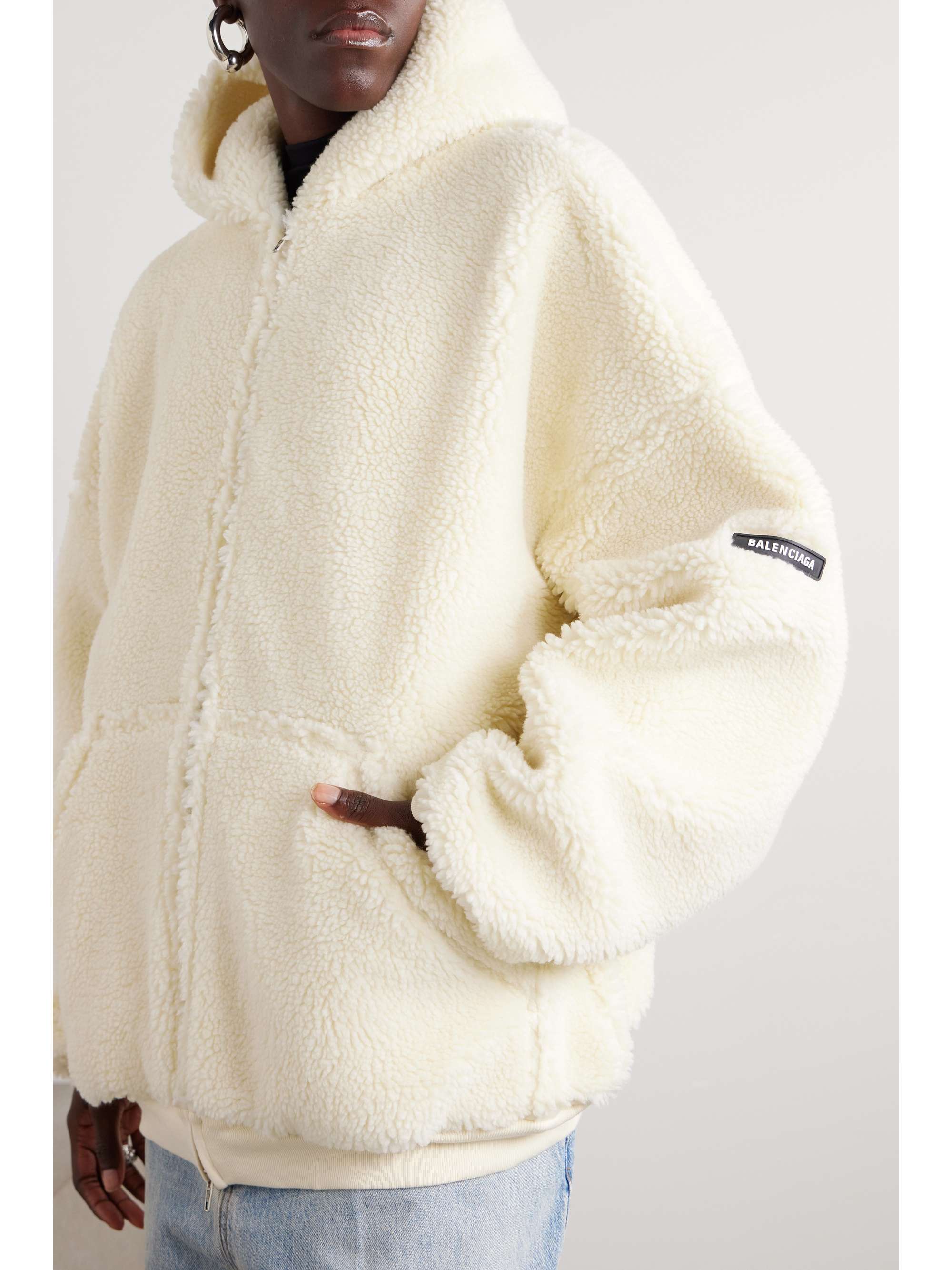 Oversized hooded faux shearling jacket view