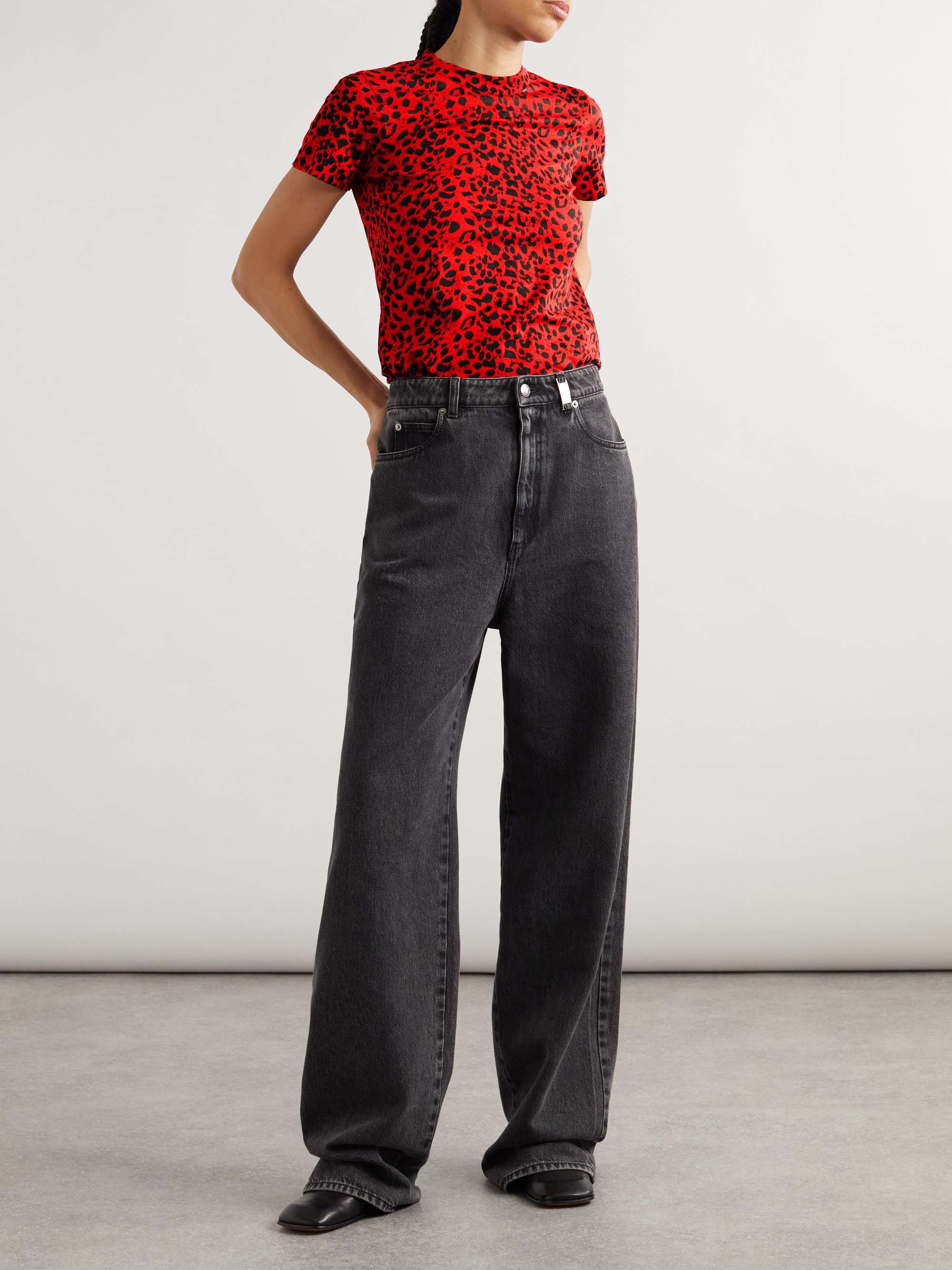 Leopard-print cotton-jersey T-shirt view