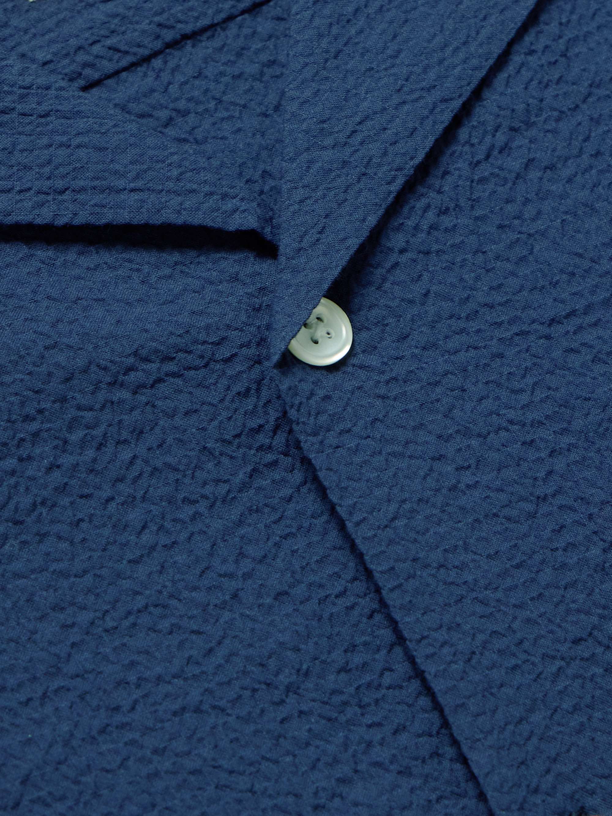 Flamé Convertible-Collar Cotton-Blend Seersucker Shirt view
