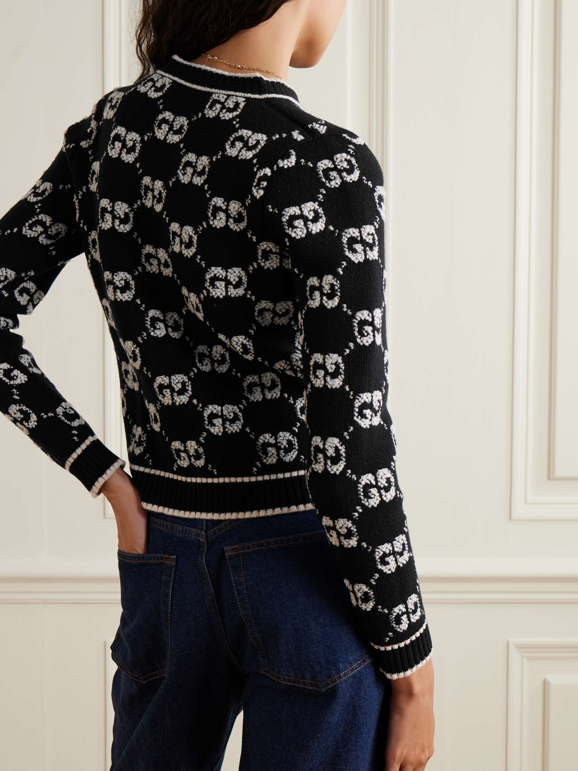 Jacquard-knit wool-bouclé cardigan view
