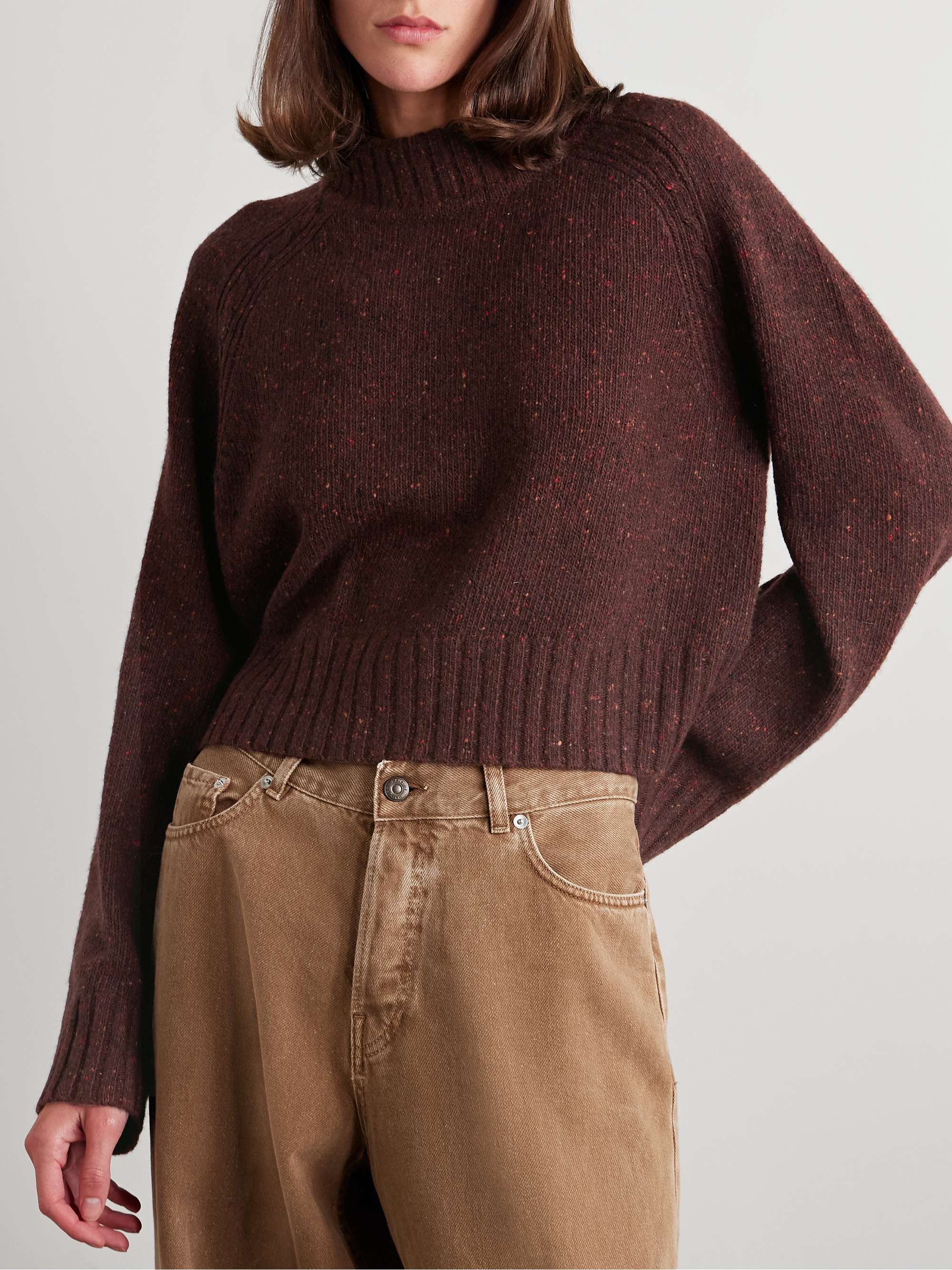 Cropped recycled-cashmere and merino wool-blend turtleneck sweater view