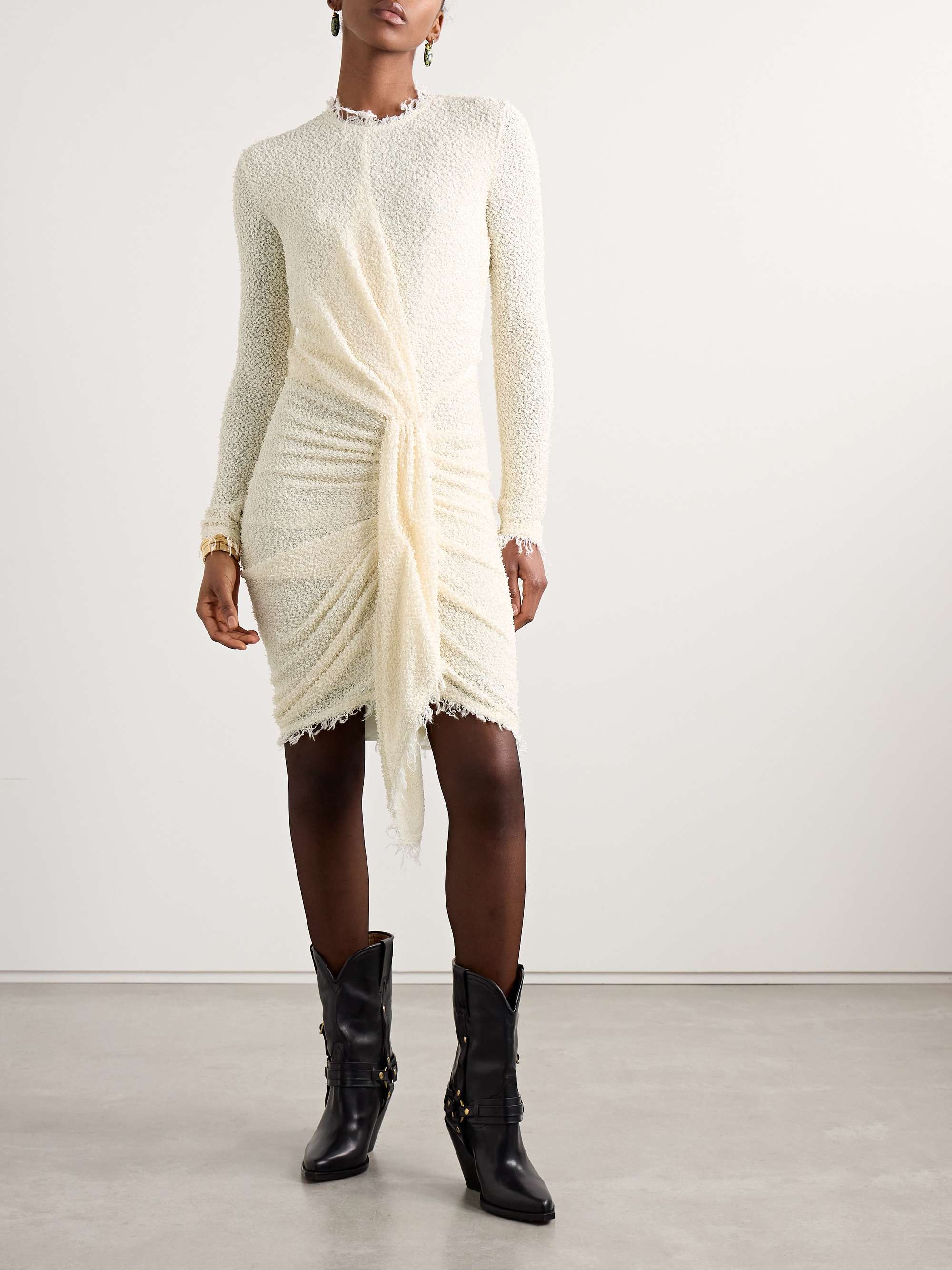Ophelie frayed draped bouclé mini dress view