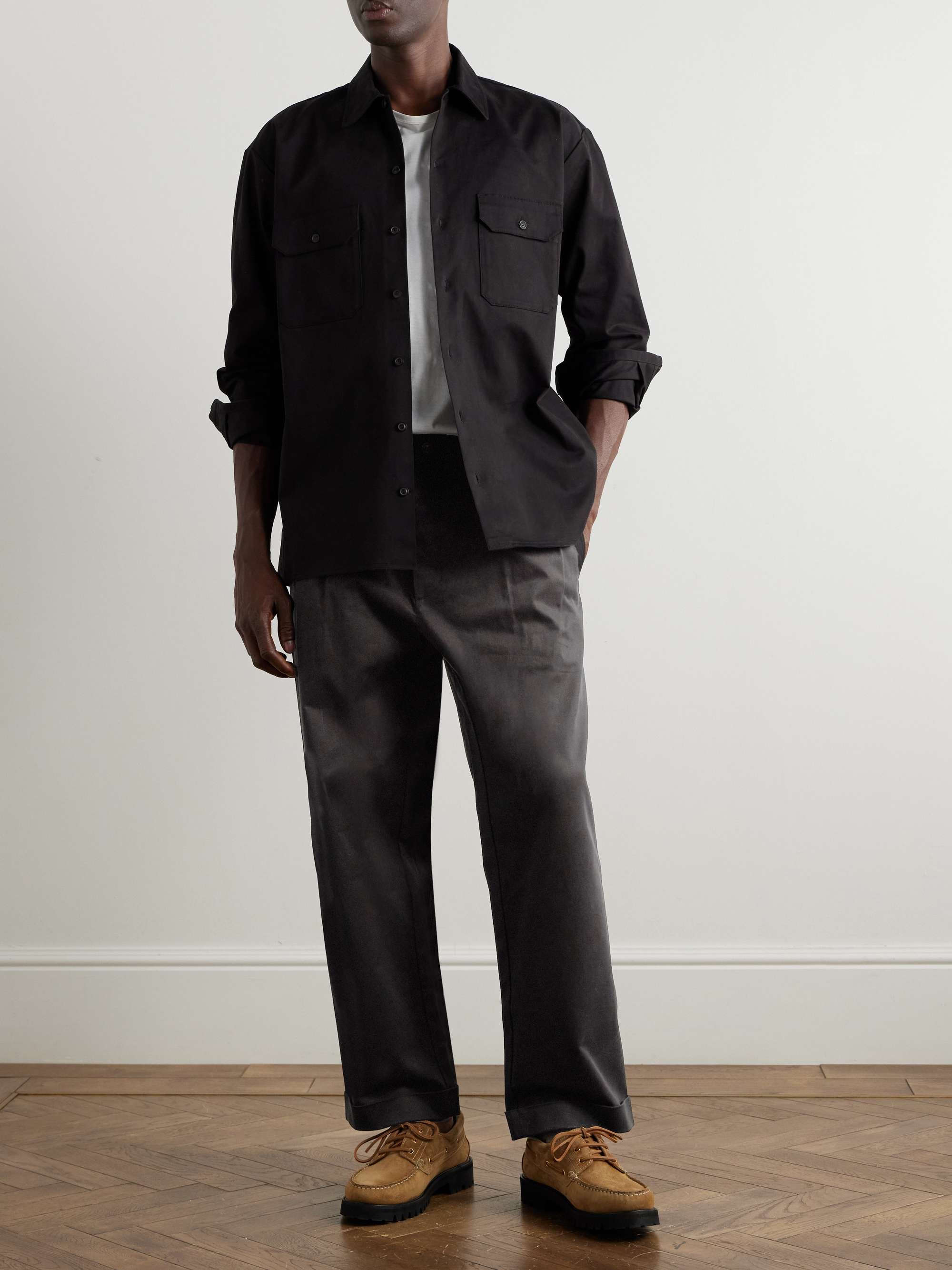 Marinaio Straight-Leg Pleated Cotton-Twill Chinos view