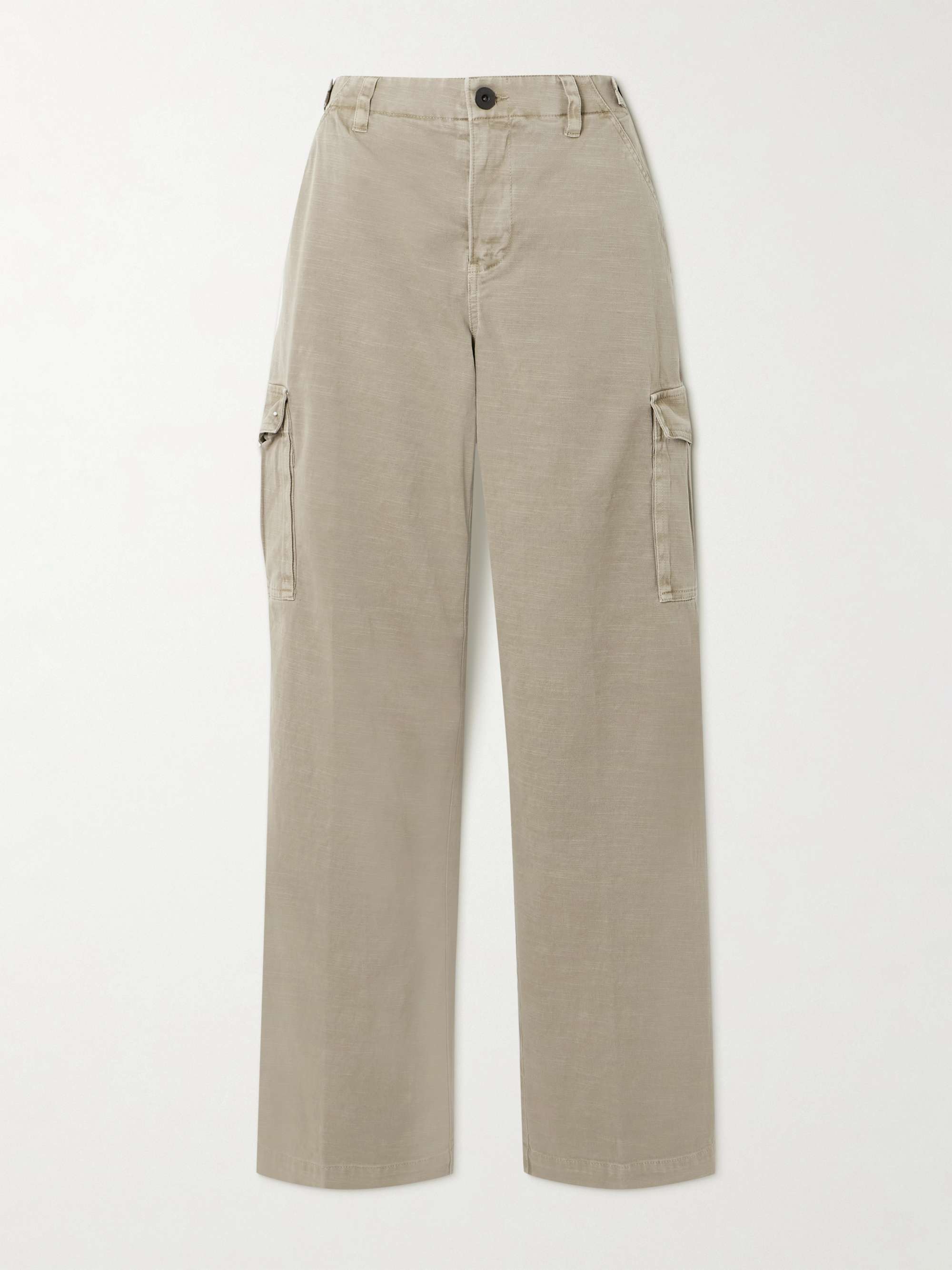 Cotton-blend twill straight-leg cargo pants view