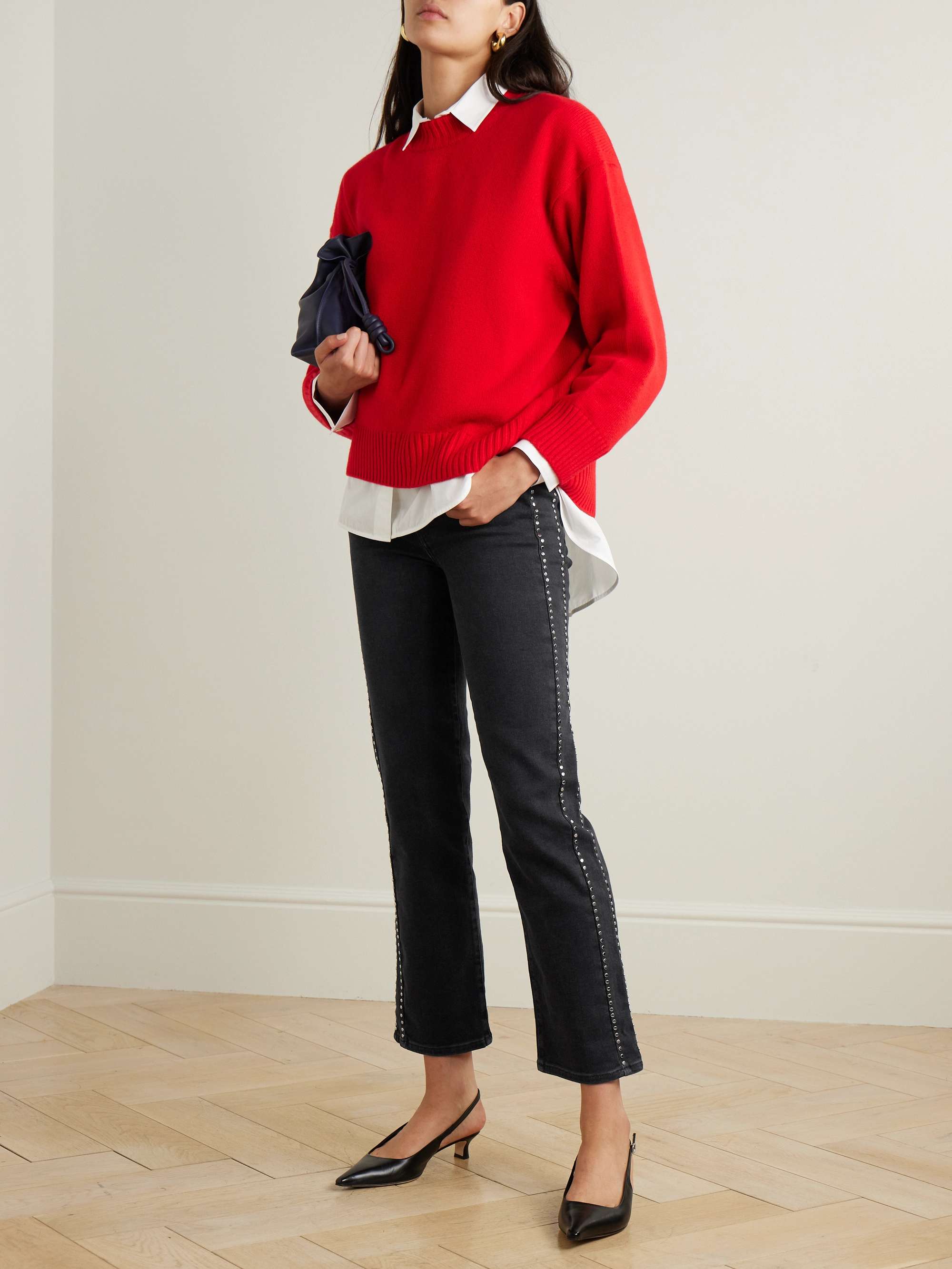 Le Sleek embellished cropped high-rise straight-leg jeans view