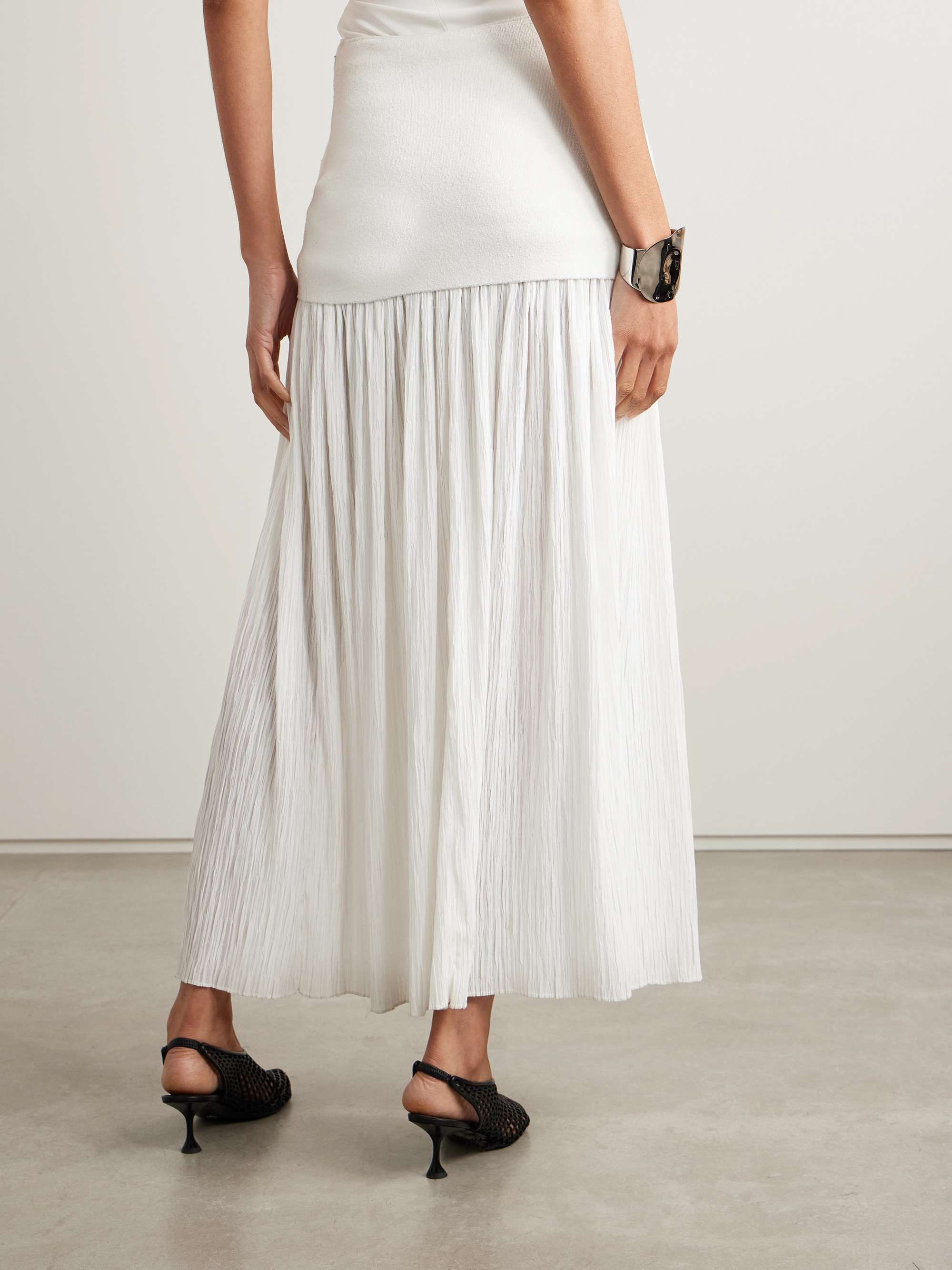 Paige pleated crepon and stretch-knit maxi skirt view