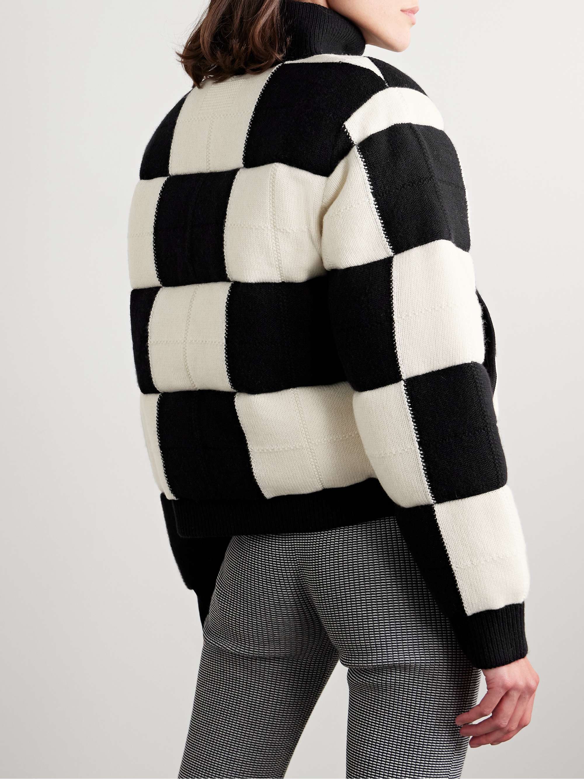 Checked padded quilted wool and cashmere-blend jacket view