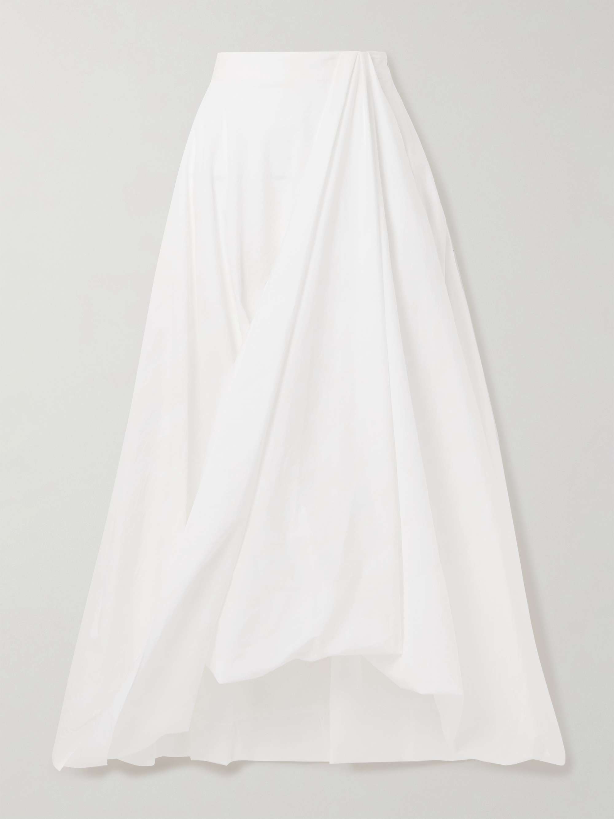 Gathered cotton-blend midi skirt view