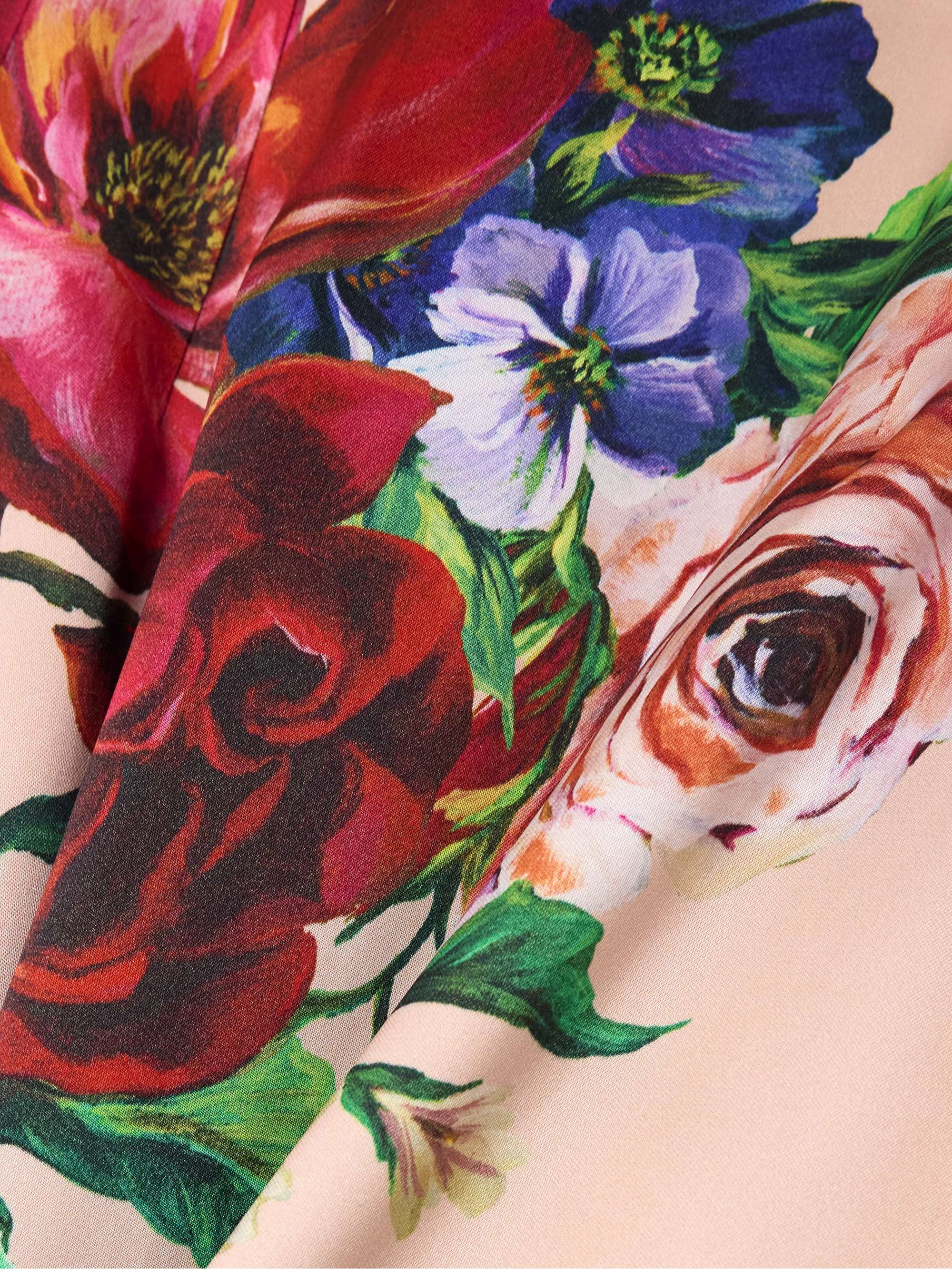 Floral-print satin midi dress view
