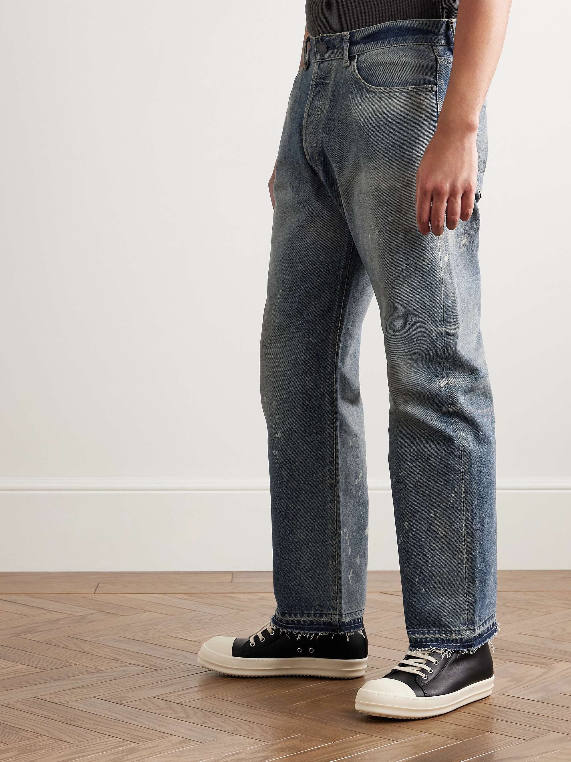 Wyatt Straight-Leg Distressed Paint-Splattered Jeans view