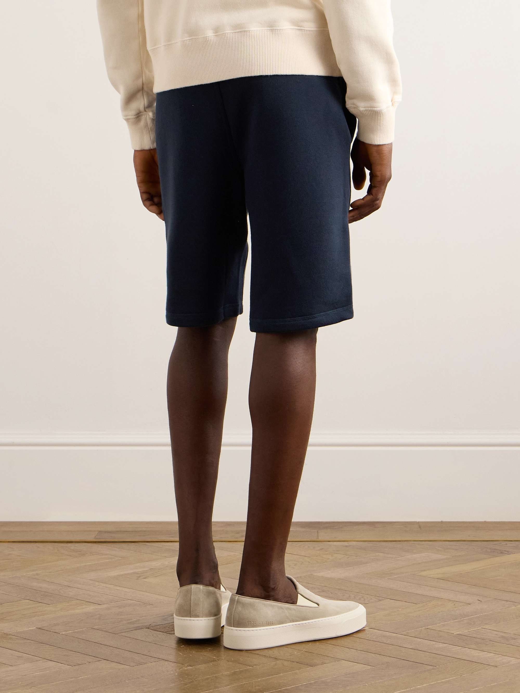 Logo-Appliquèd Striped Cotton-Jersey Shorts view