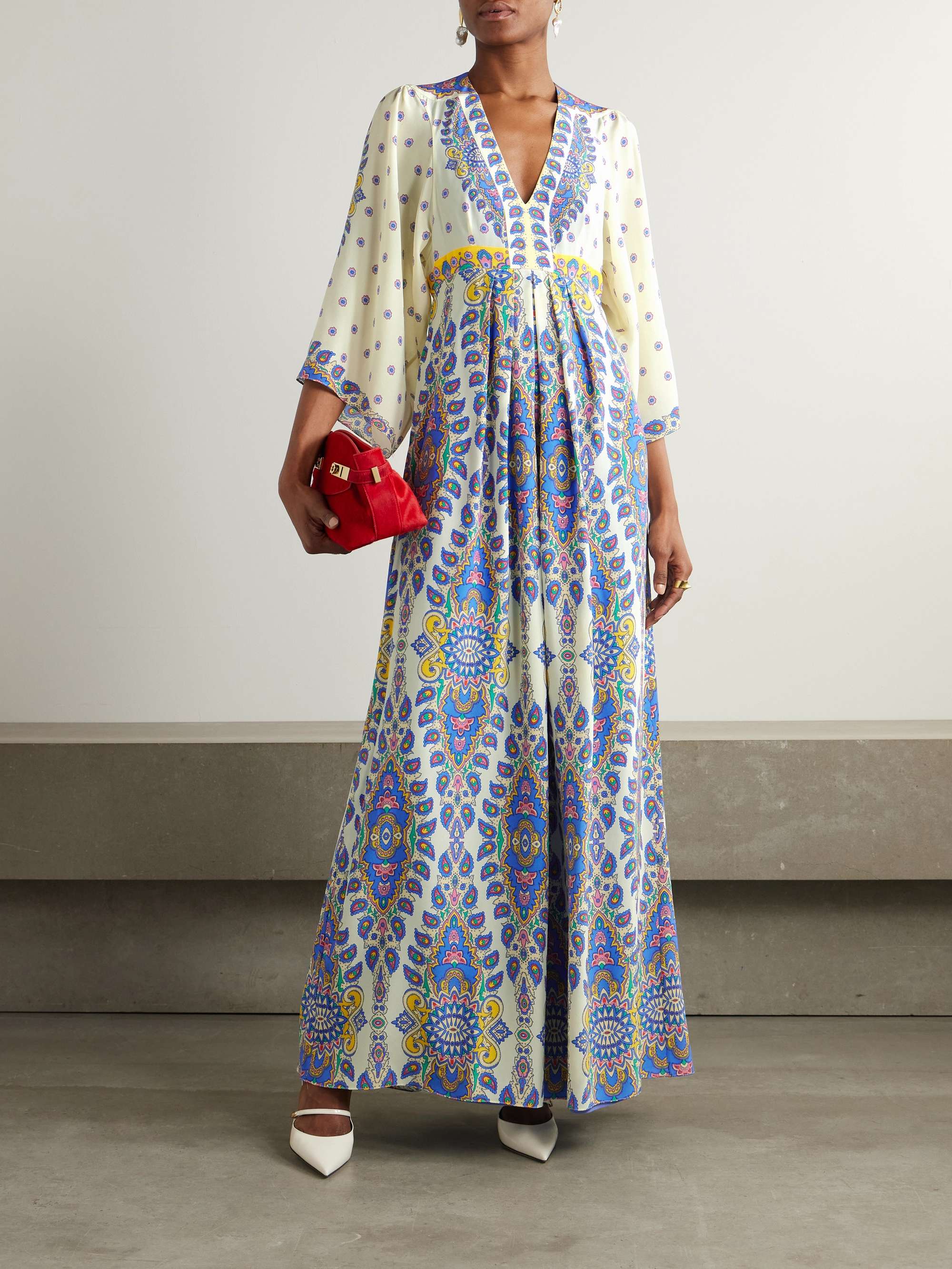 Printed silk-crepe maxi dress view