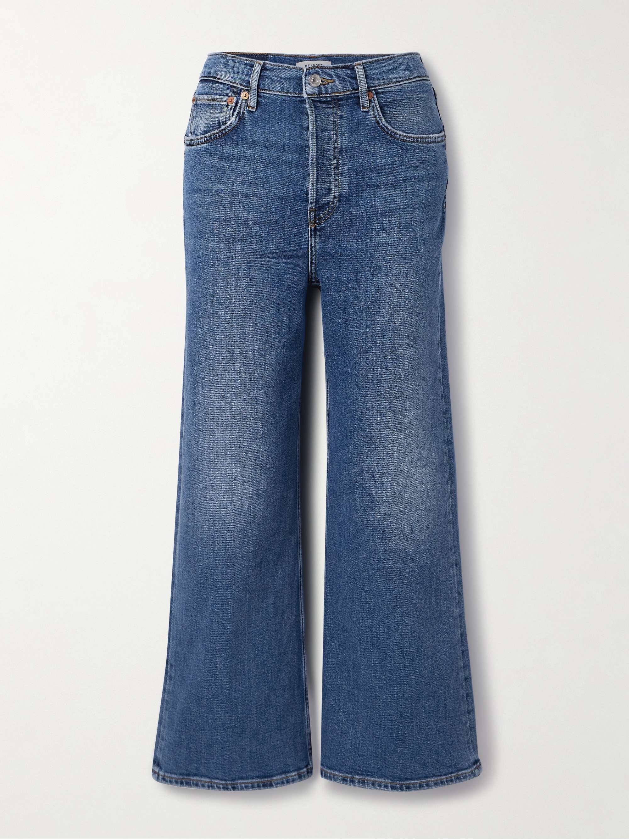 Cropped high-rise wide-leg jeans view