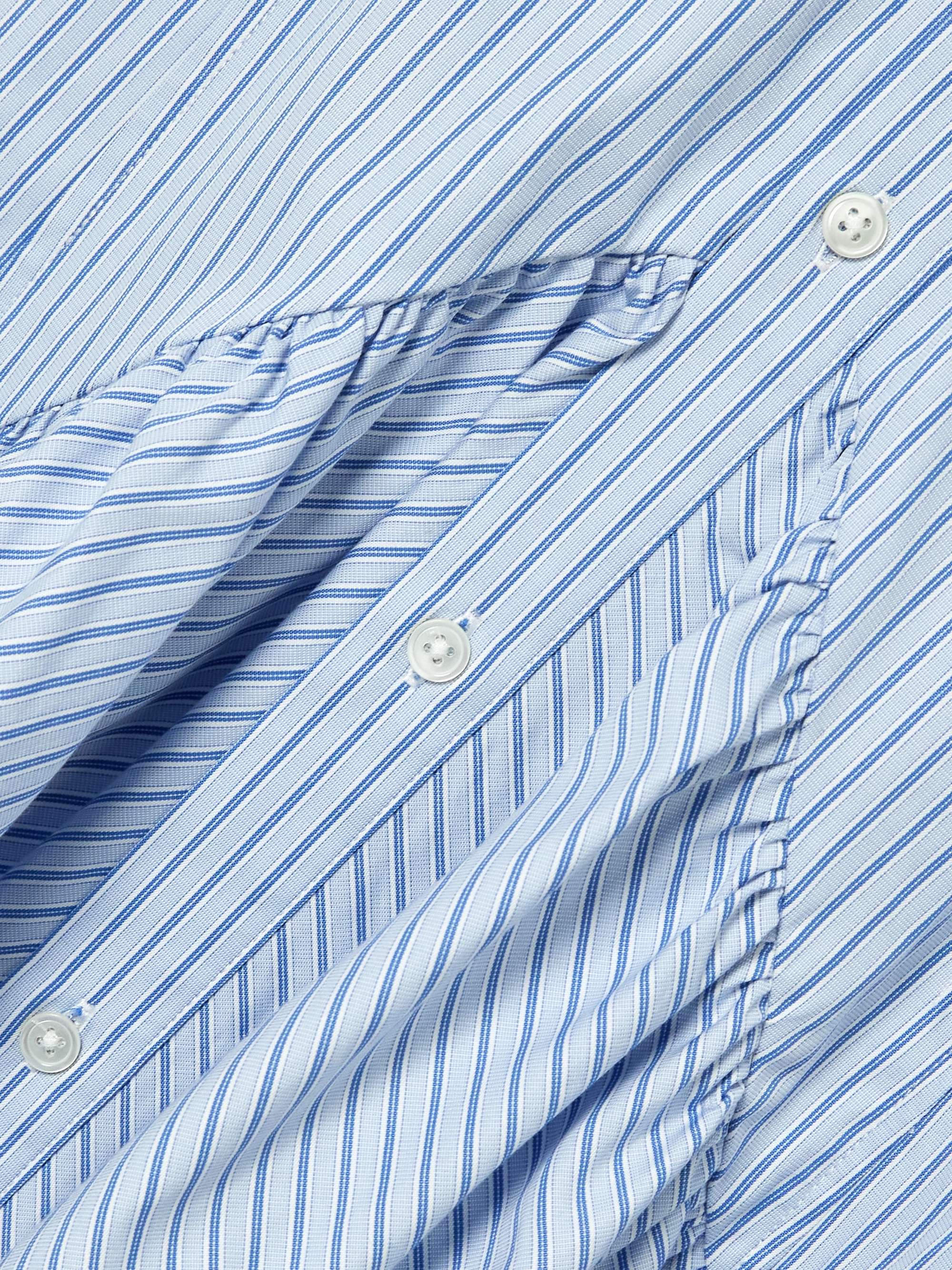 Gathered striped cotton and modal-blend poplin shirt dress view
