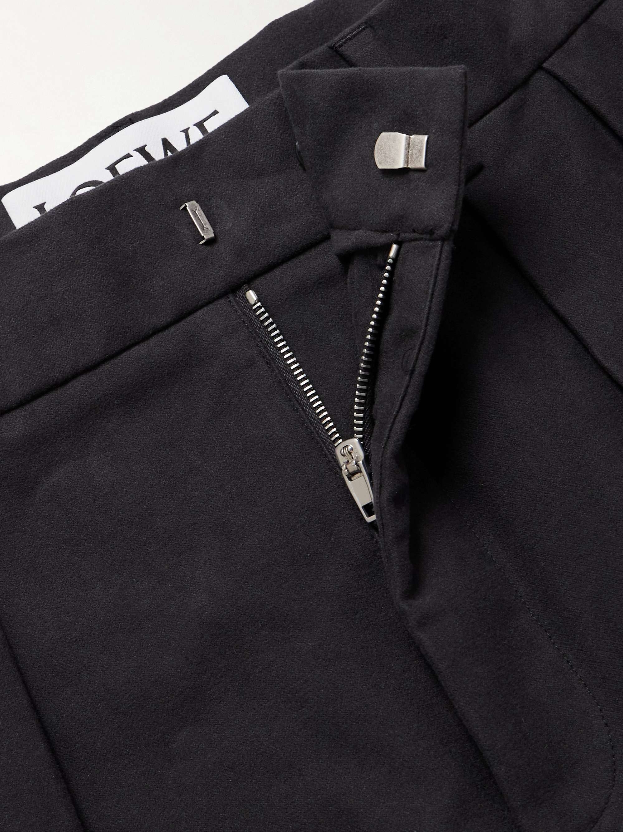Straight-Leg Pleated Cotton-Blend Moleskin Trousers view
