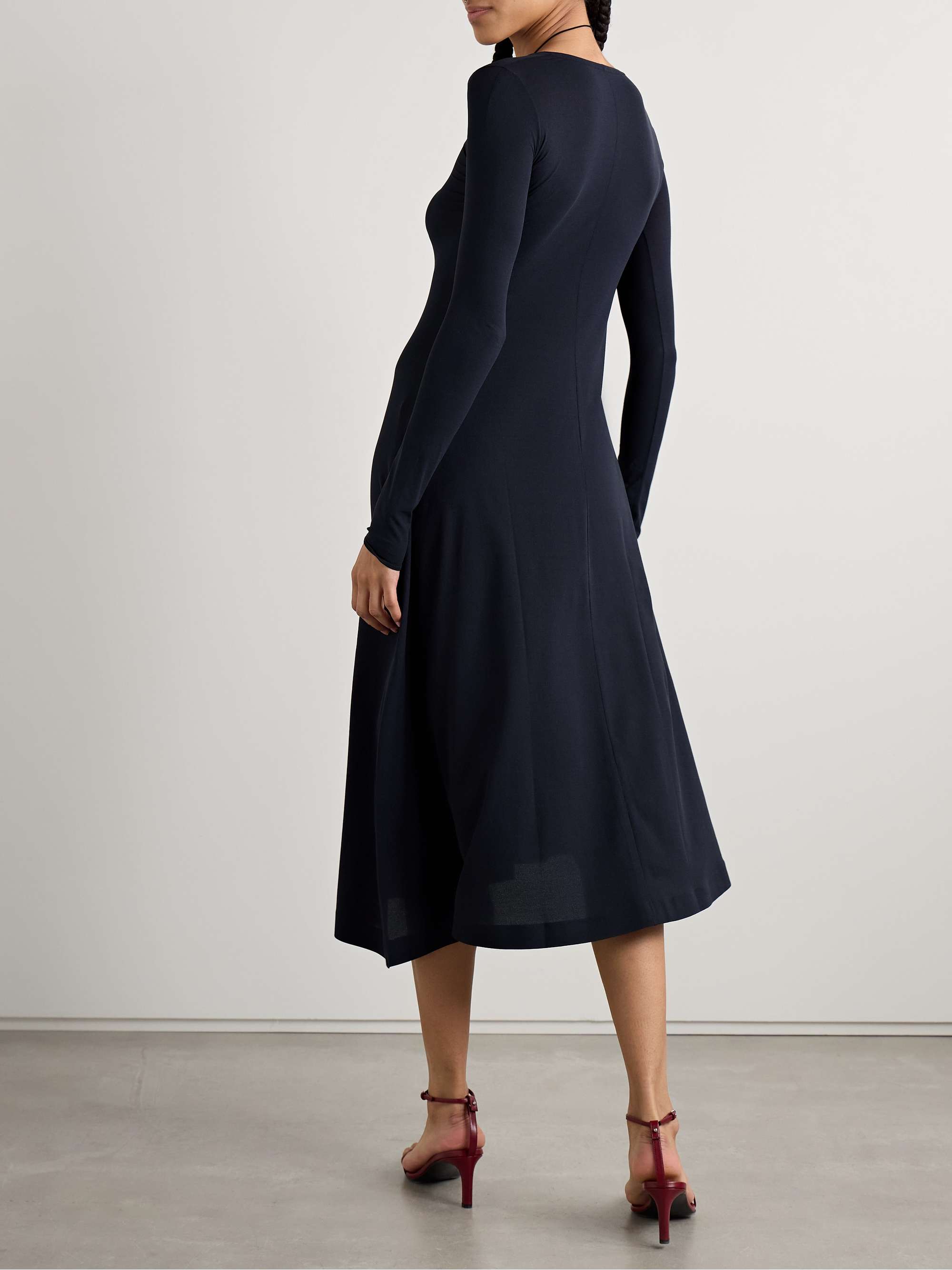Jo asymmetric stretch-silk jersey midi dress view