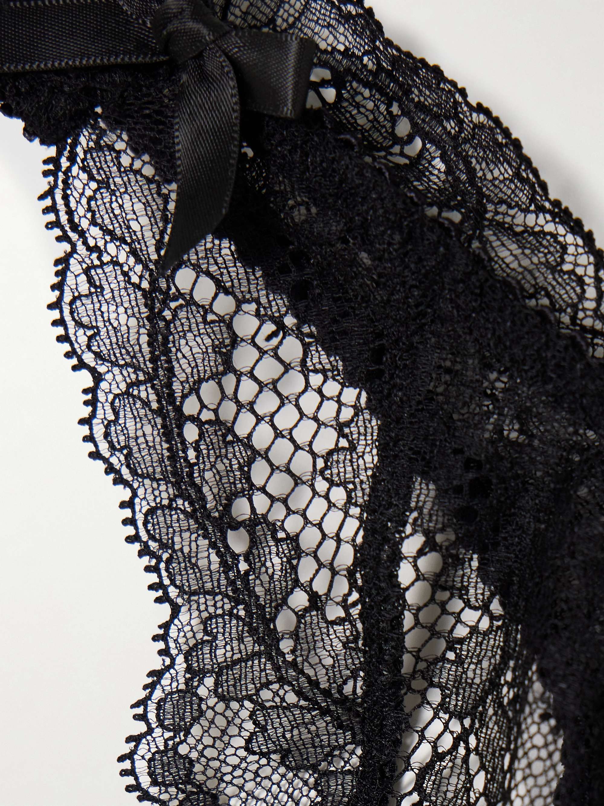Love bow-embellished stretch Leavers lace thong view