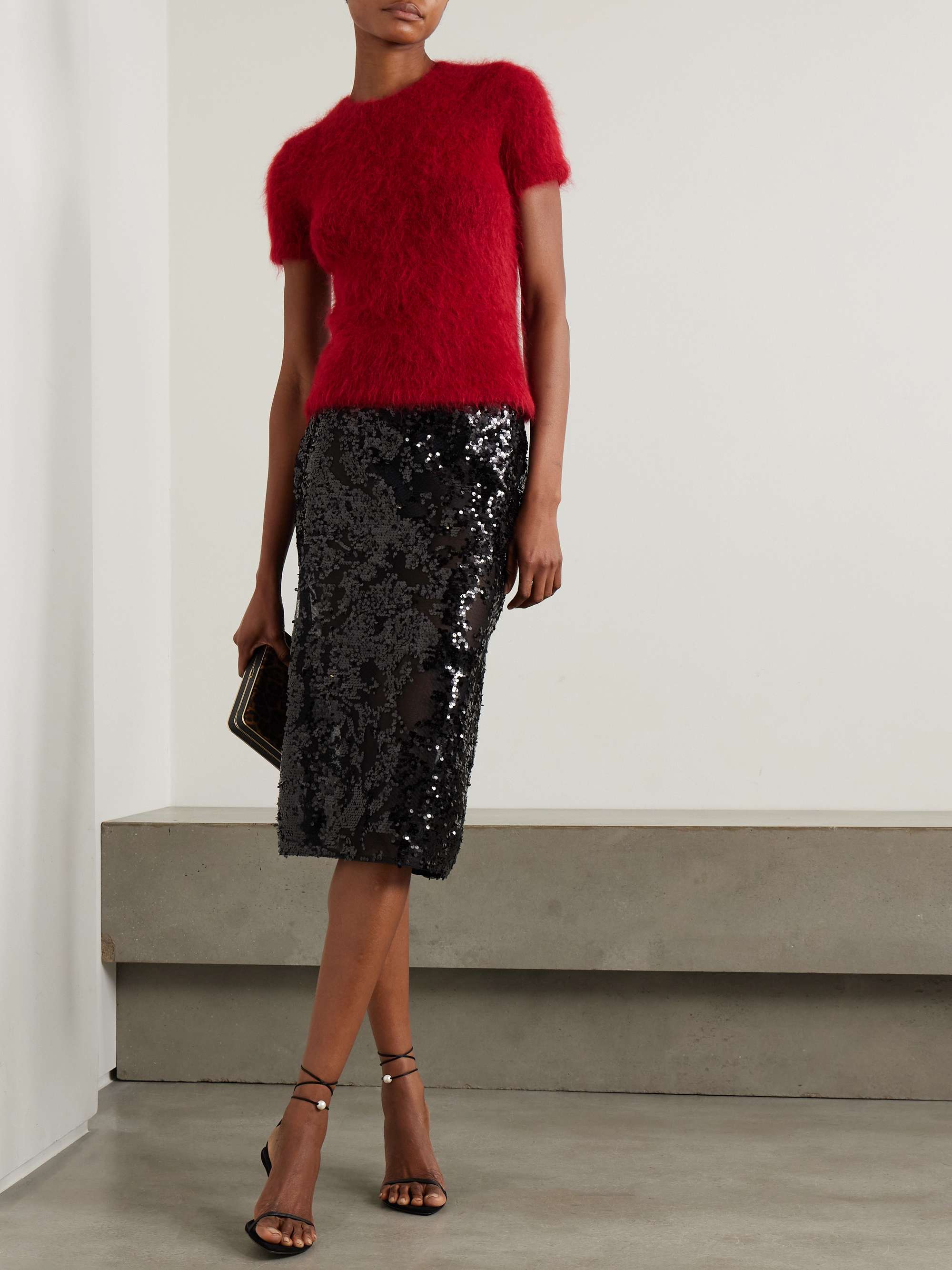 Sequined tulle midi skirt view