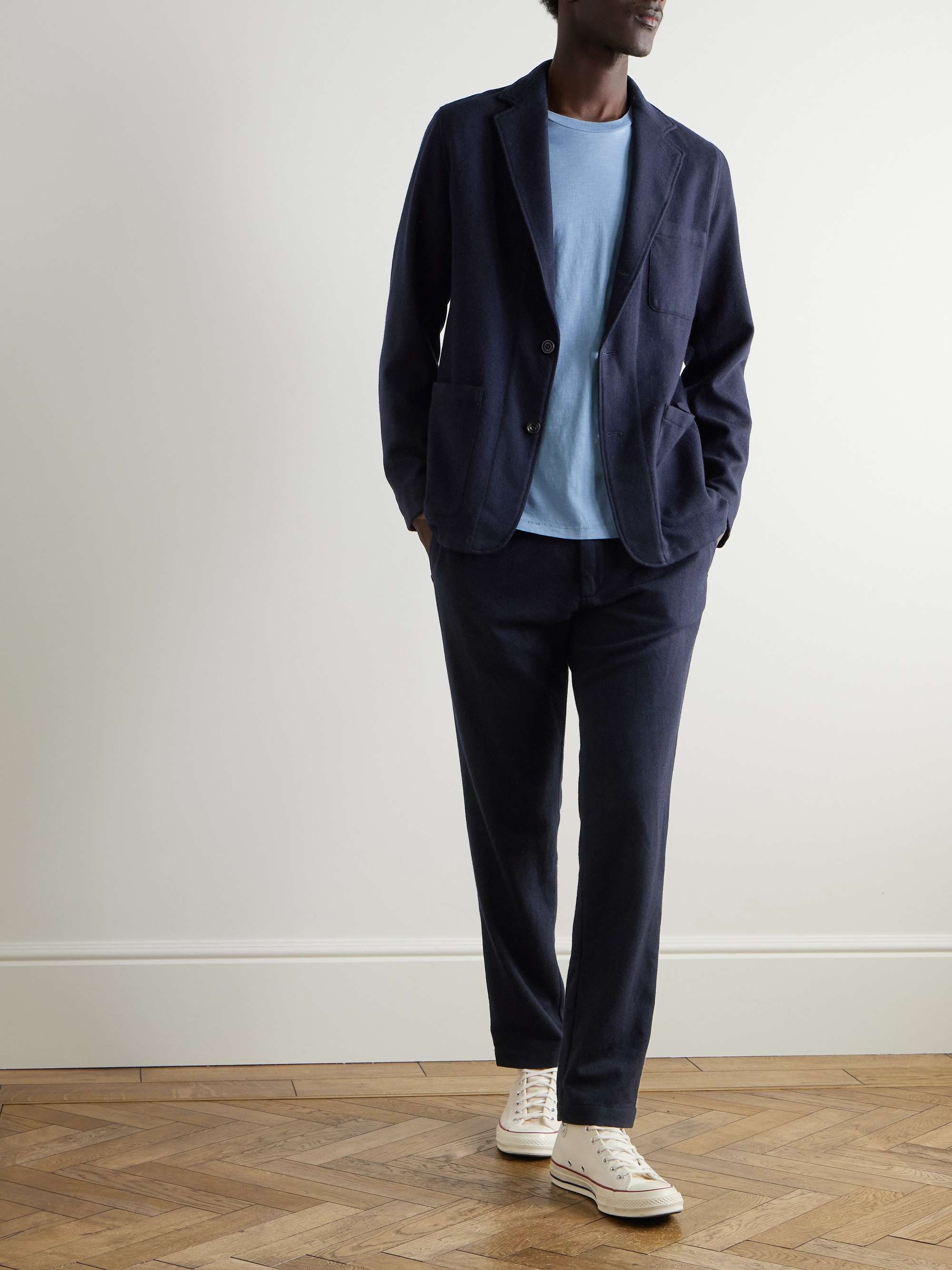 Tanker Straight-Leg Wool-Blend Drawstring Suit Trousers view