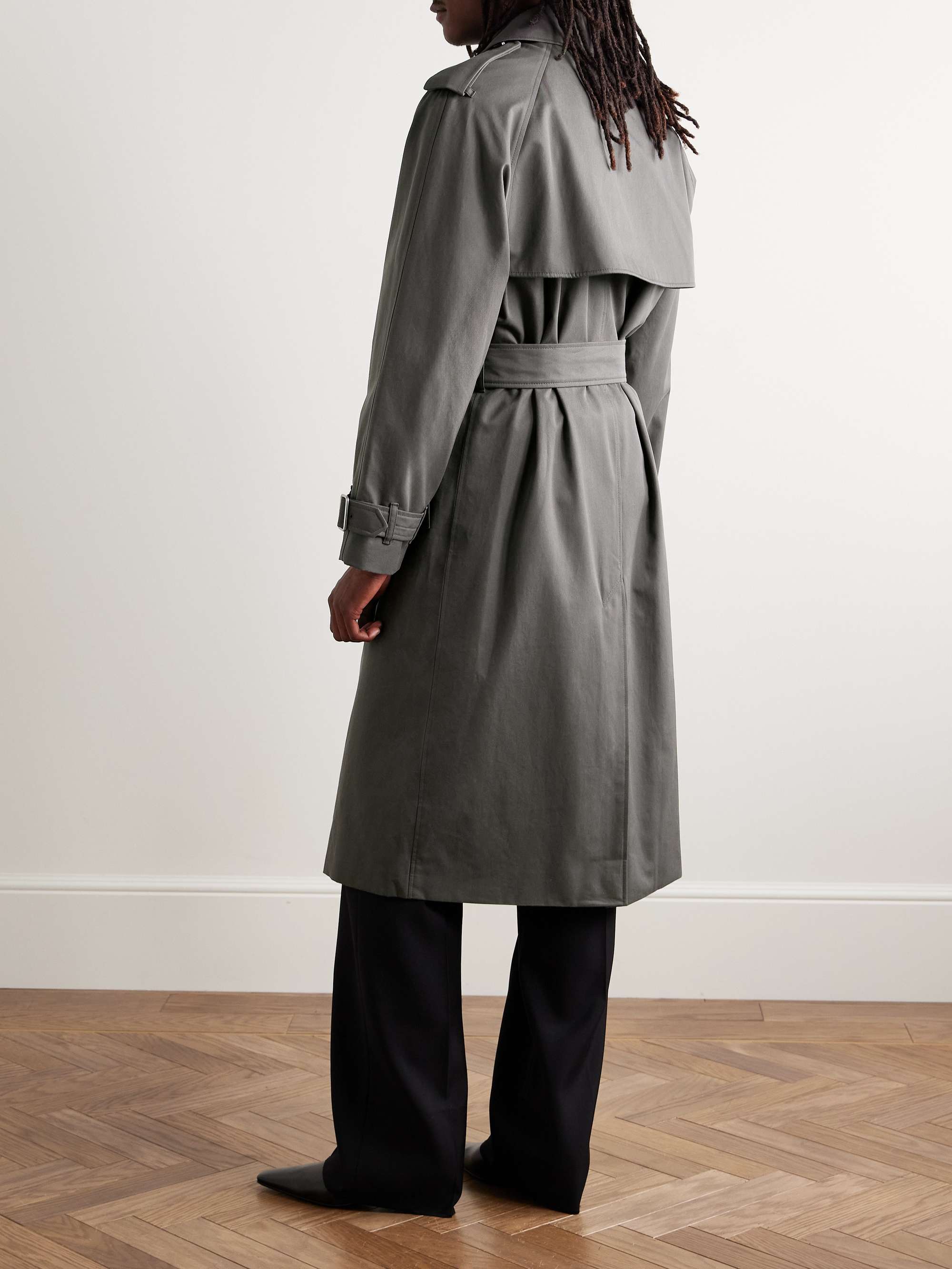 Double-Breasted Belted Cotton-Gabardine Trench Coat view
