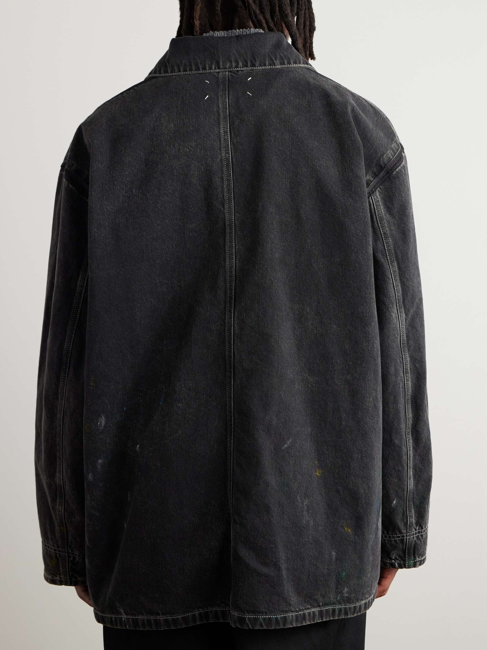 Oversized Paint-Splattered Denim Jacket view
