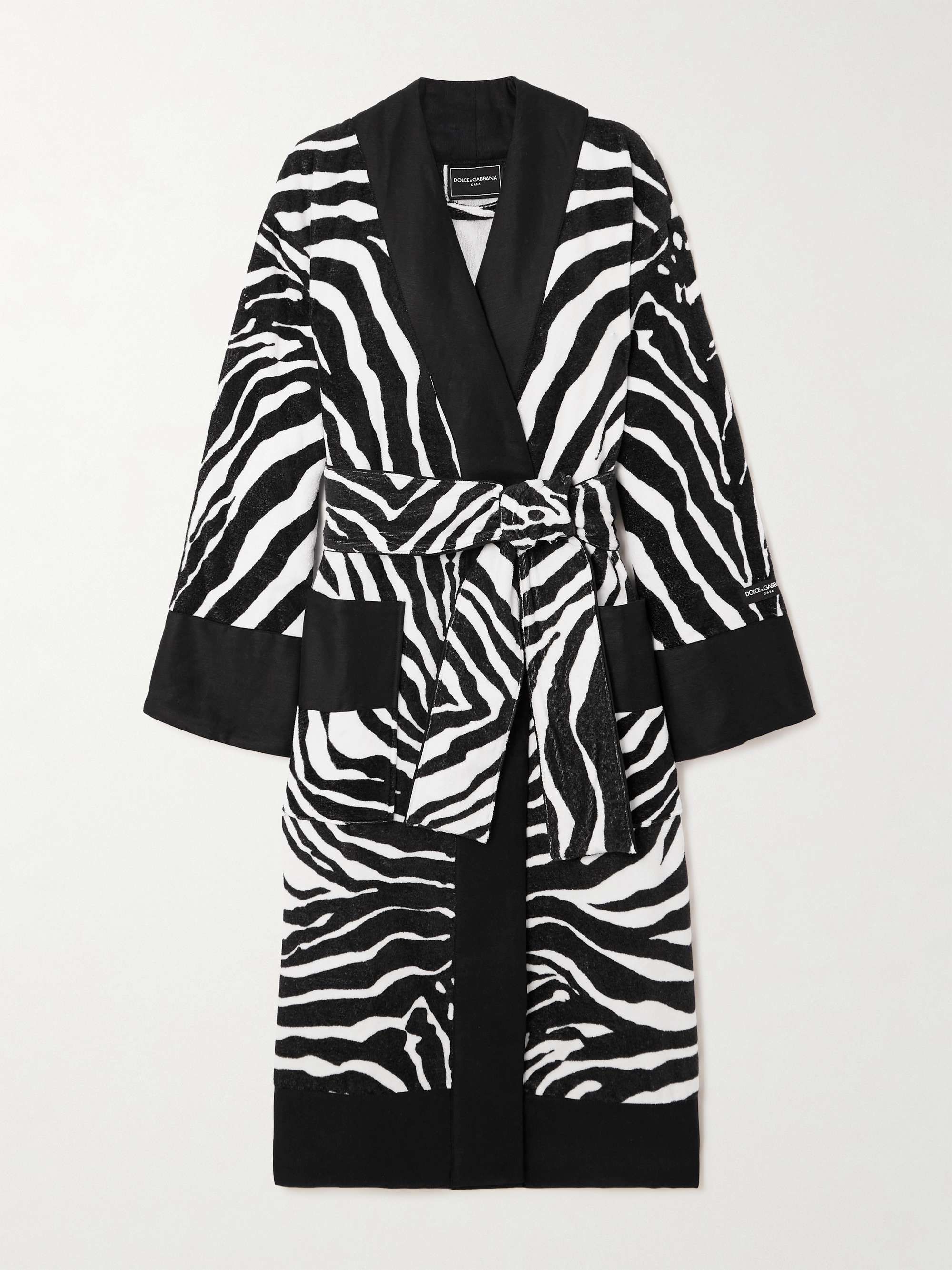 Belted zebra-print cotton-terry robe view