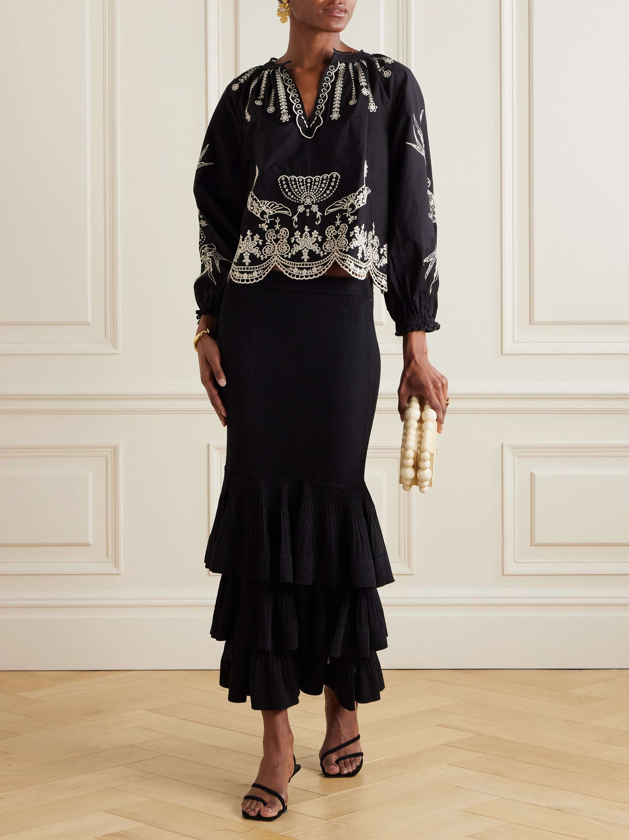 Kingsley embroidered cotton-poplin blouse view
