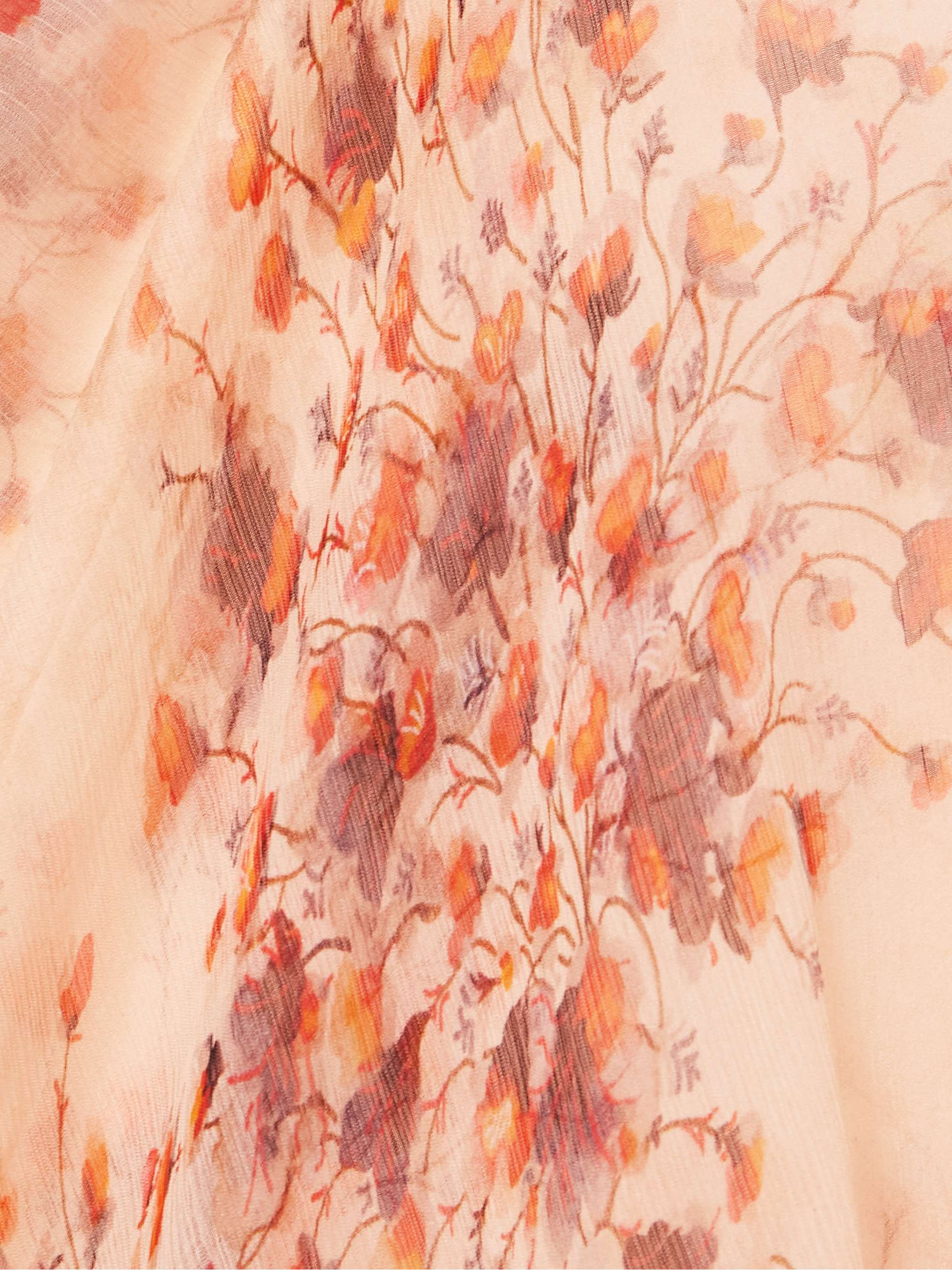 Midsummer Breeze draped floral-print silk-chiffon maxi dress view