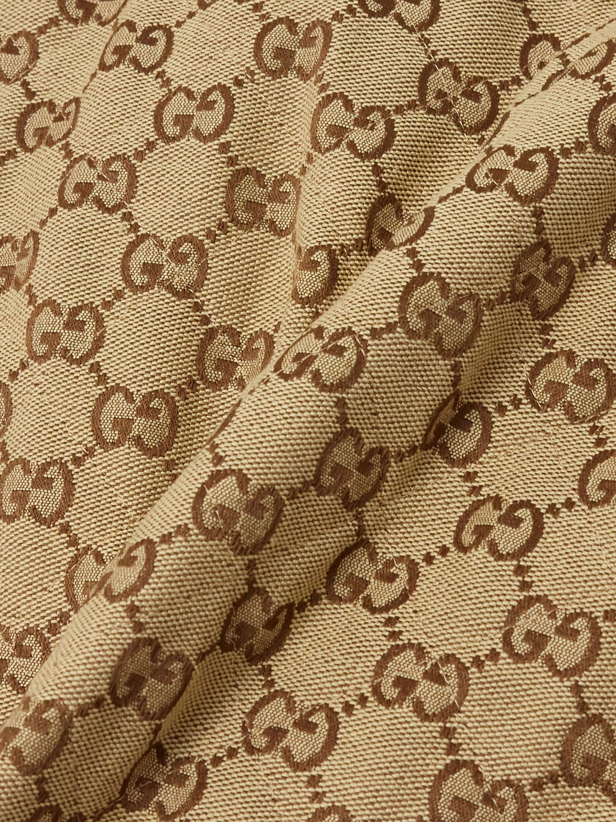 Quilted padded cotton-blend canvas-jacquard shirt view