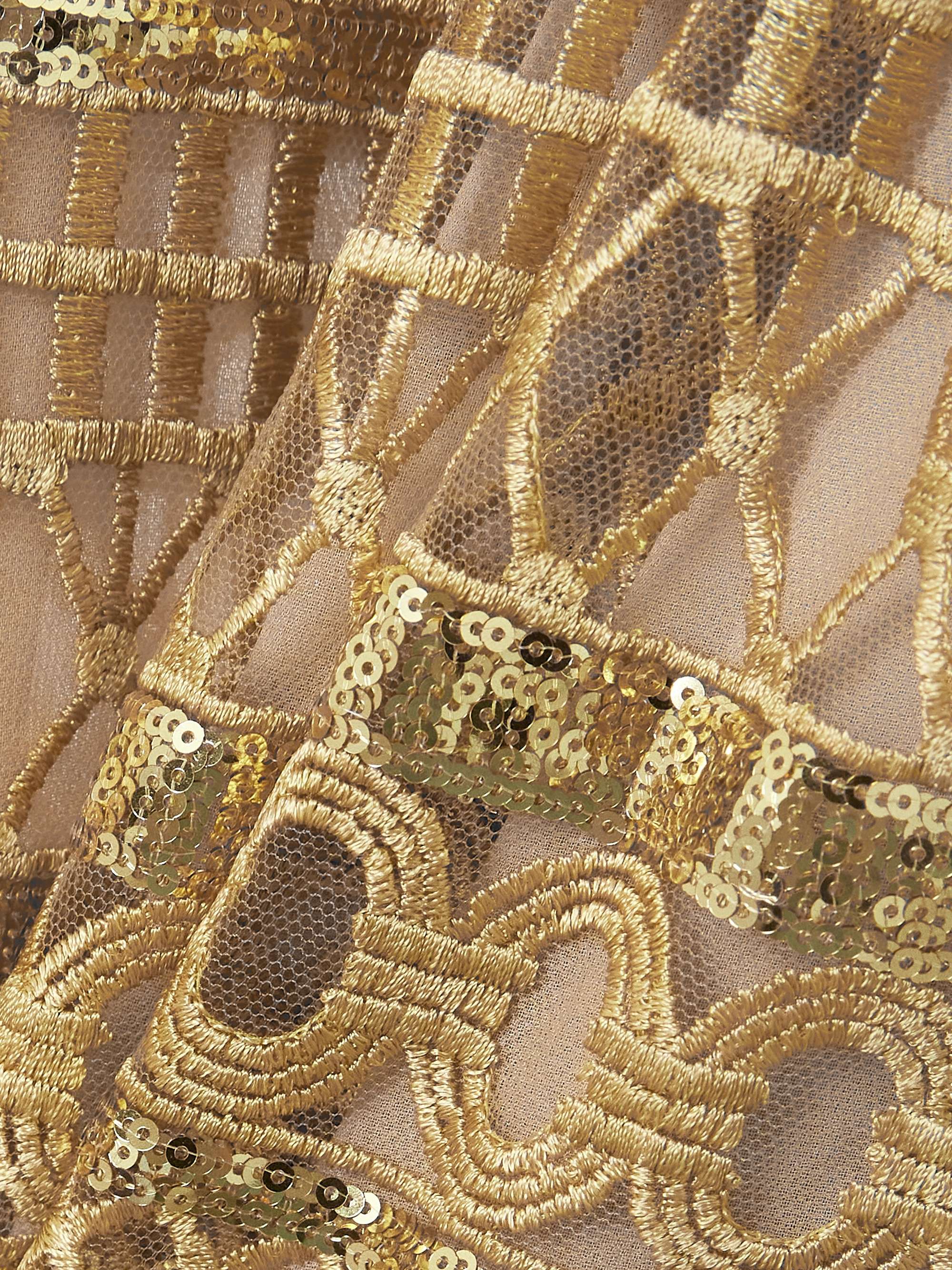 Sequin-embellished embroidered tulle gown view