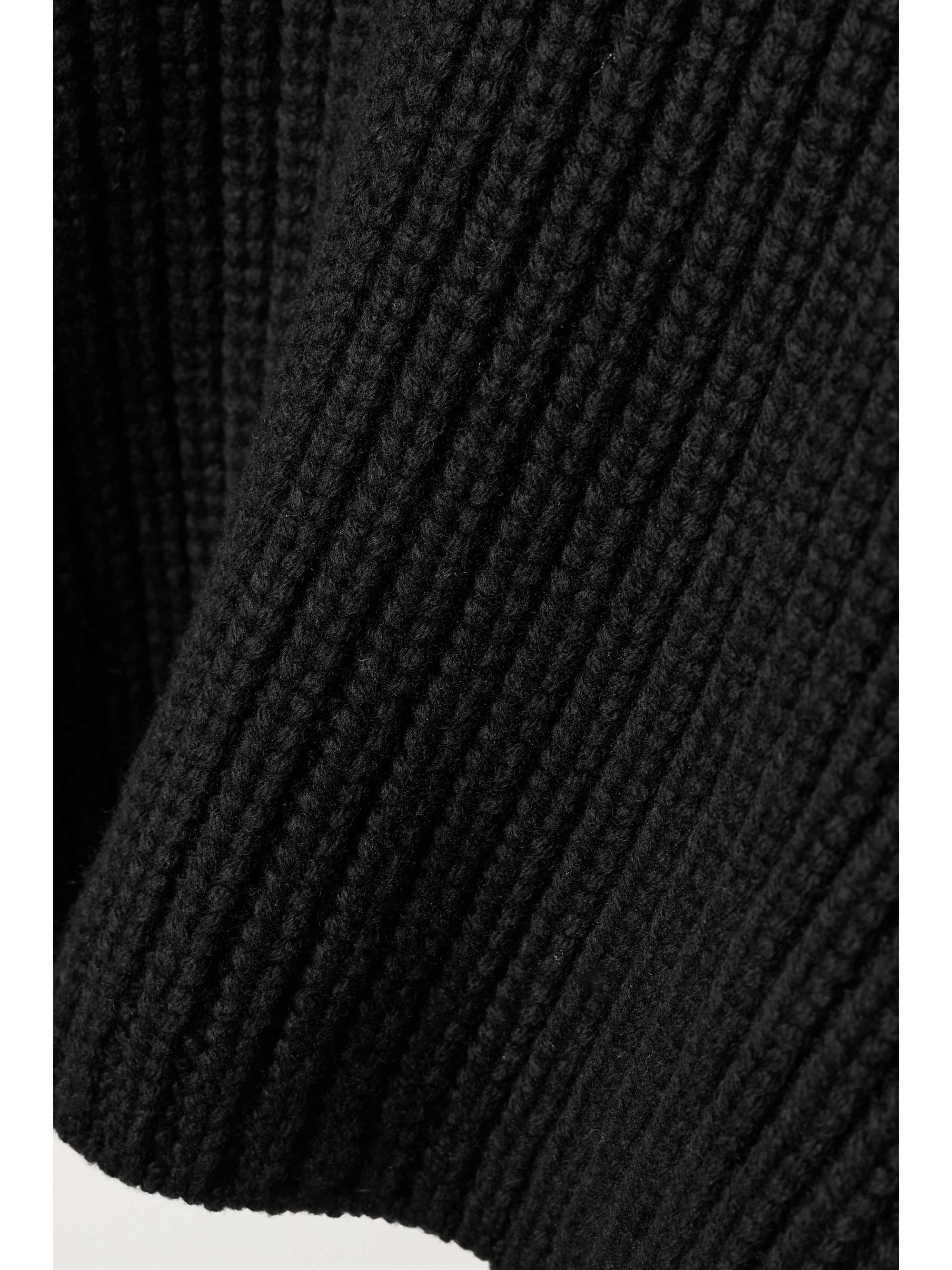 Oversized cropped ribbed wool-blend turtleneck sweater view