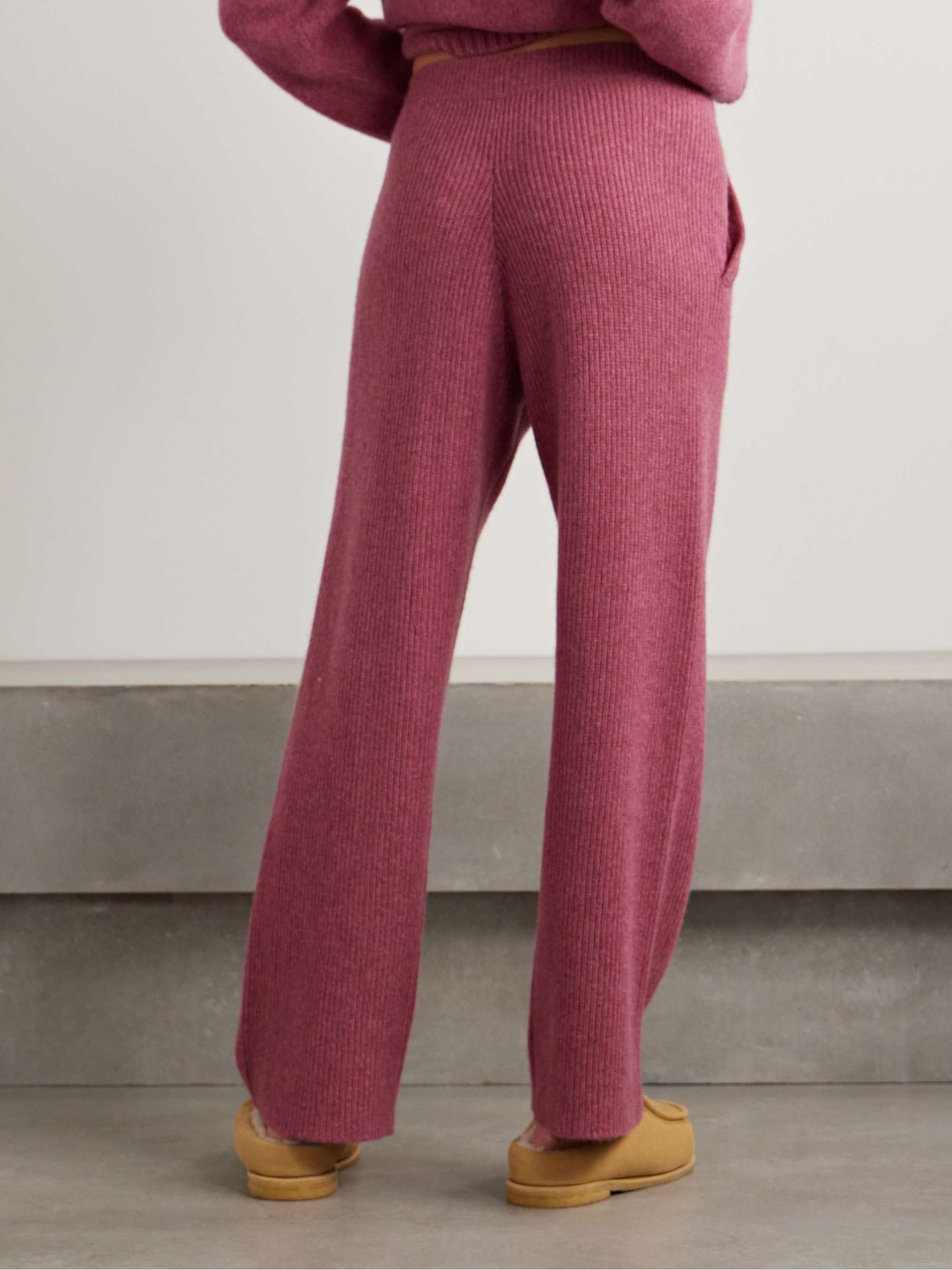 Ribbed cashmere track pants view