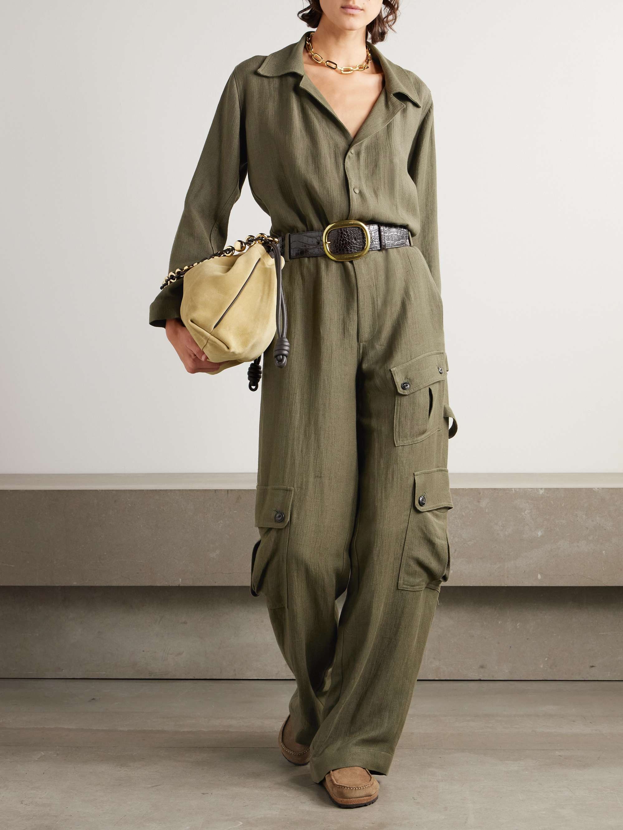 Woven cargo jumpsuit view