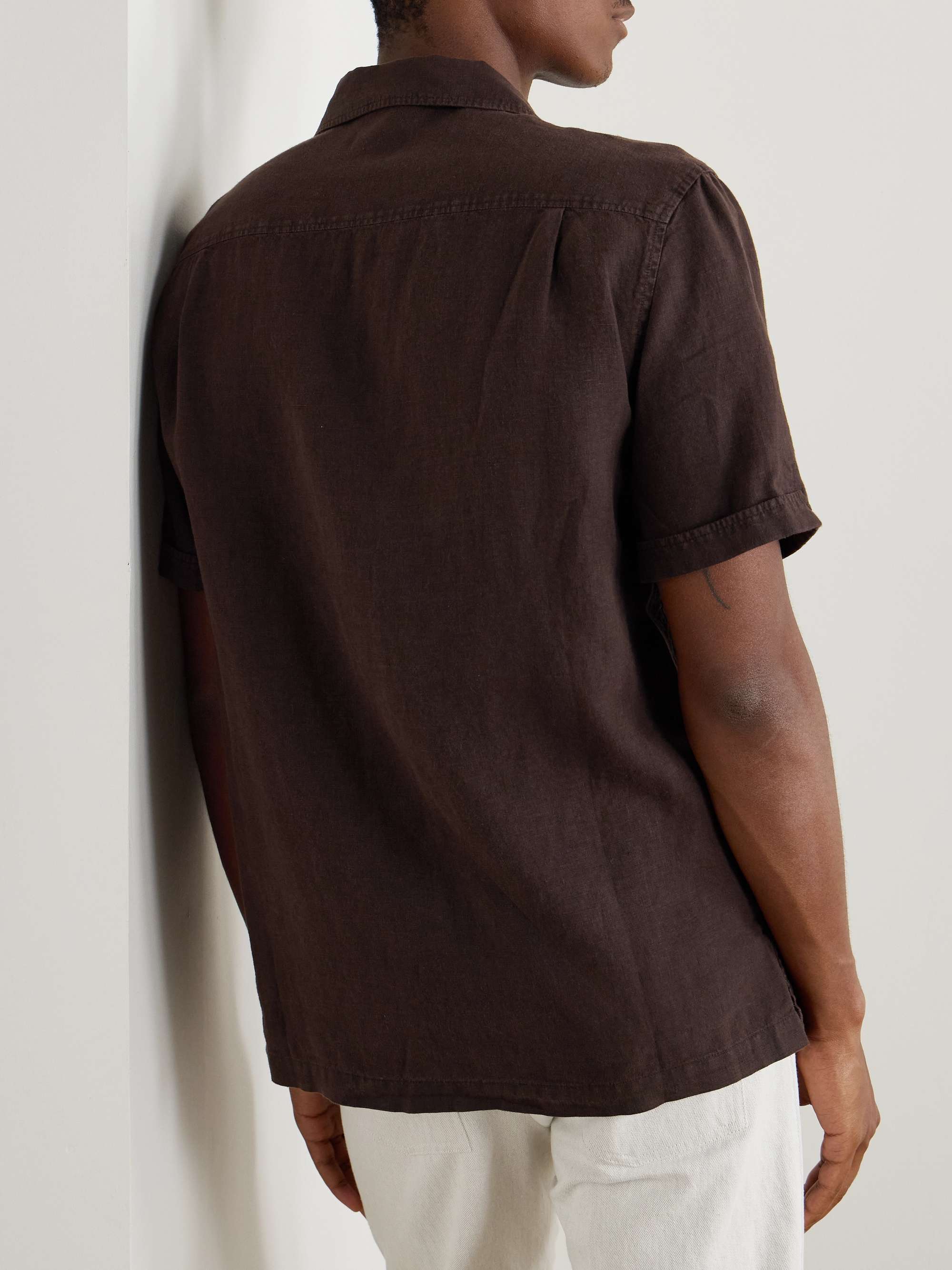 Convertible-Collar Garment-Dyed Linen Shirt view